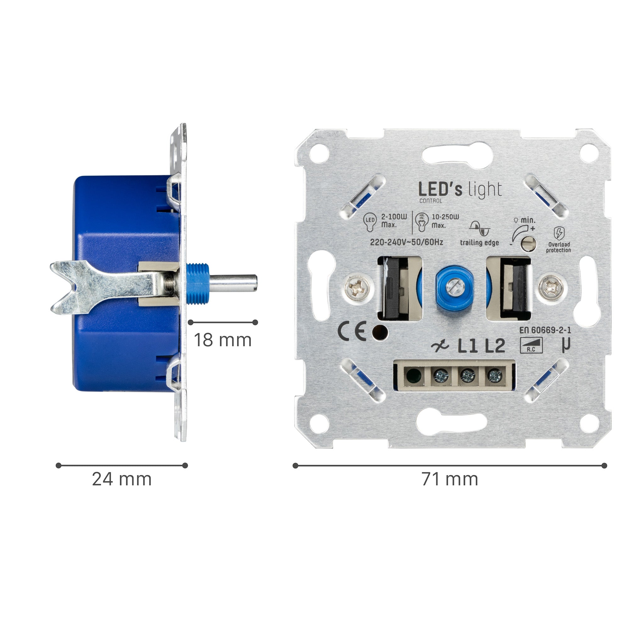 LED's Light Universele LED dimmer - 2 tot 250W - Fase afsnijding - LED.nl