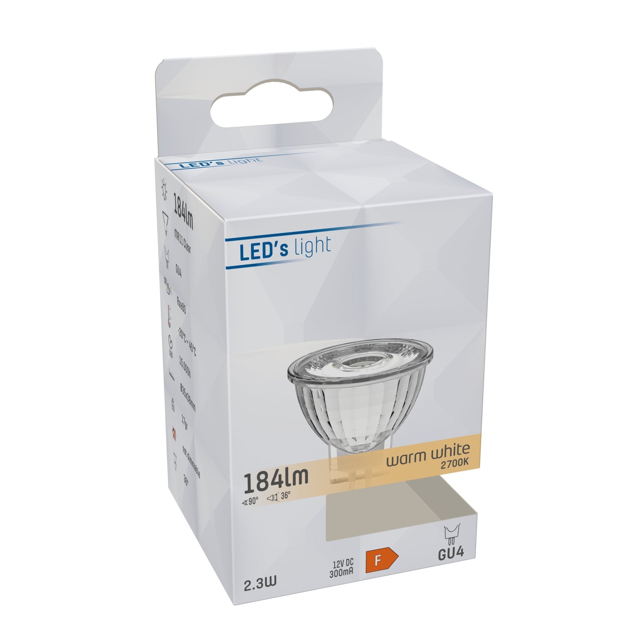 LongLife LED Lamp GU4 - MR11 - Warm wit licht - 2W vervangt 20W - LED.nl