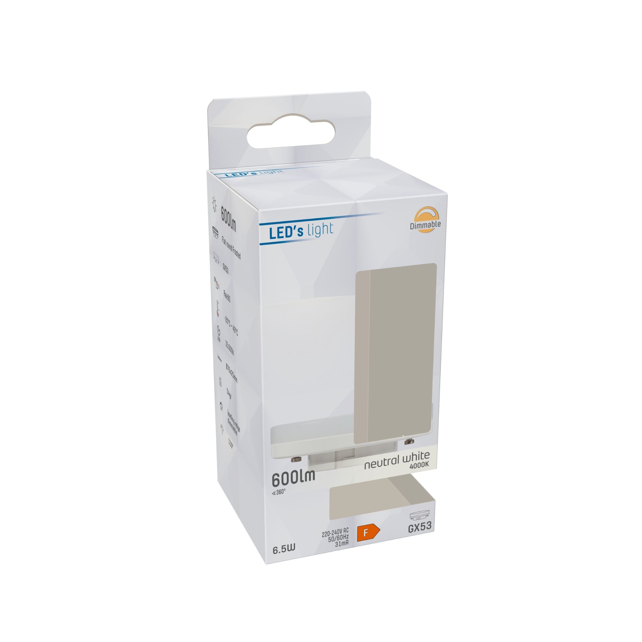 LongLife LED Lamp GX53 - Dimbaar koud wit licht - 6W vervangt 48W - LED.nl