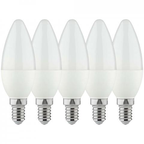 LongLife LED Lamp Kaars E14 - Mat - Warm wit licht - 4W vervangt 40W - Voordeelverpakking - 5 kaarslampen - LED.nl
