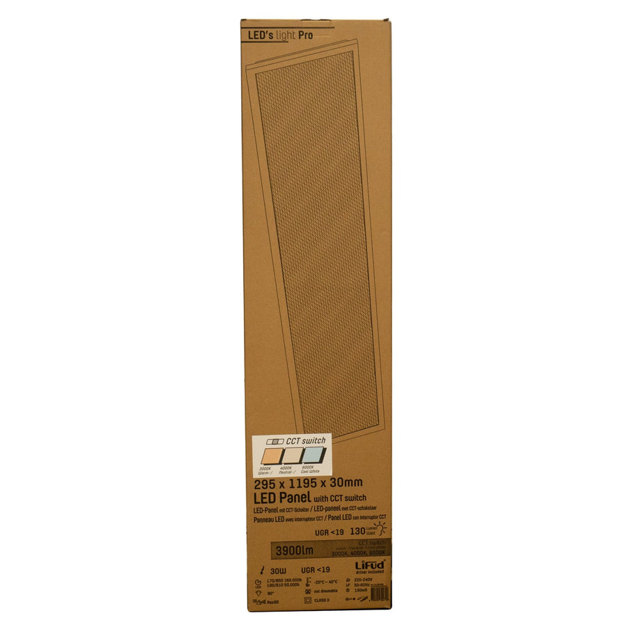 LongLife LED Paneel 30 x 120 cm - Rechthoek - Warm wit licht - 25W - 4500 lm Panelen LED.nl