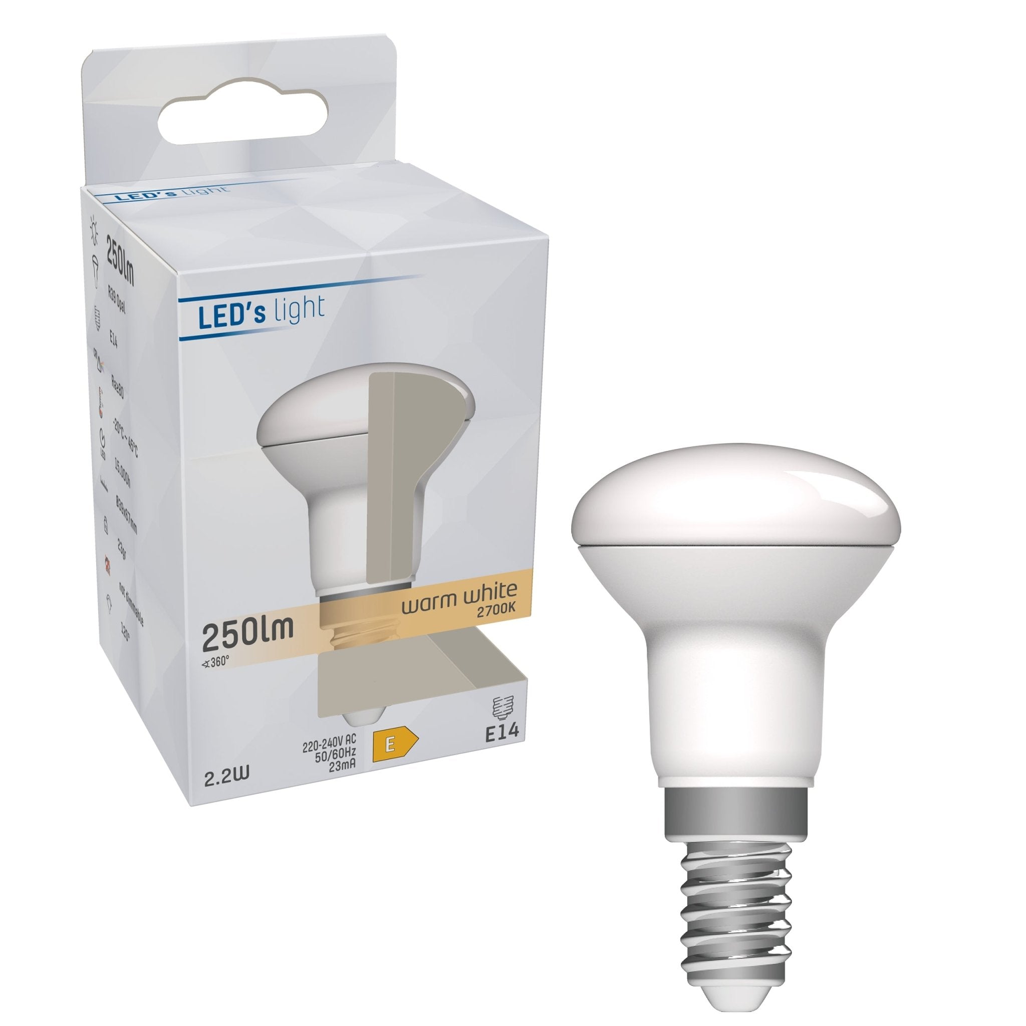 LongLife LED Reflectorlamp E14 - R39 Reflector - Warm wit - 2.2W vervangt 25W - LED.nl