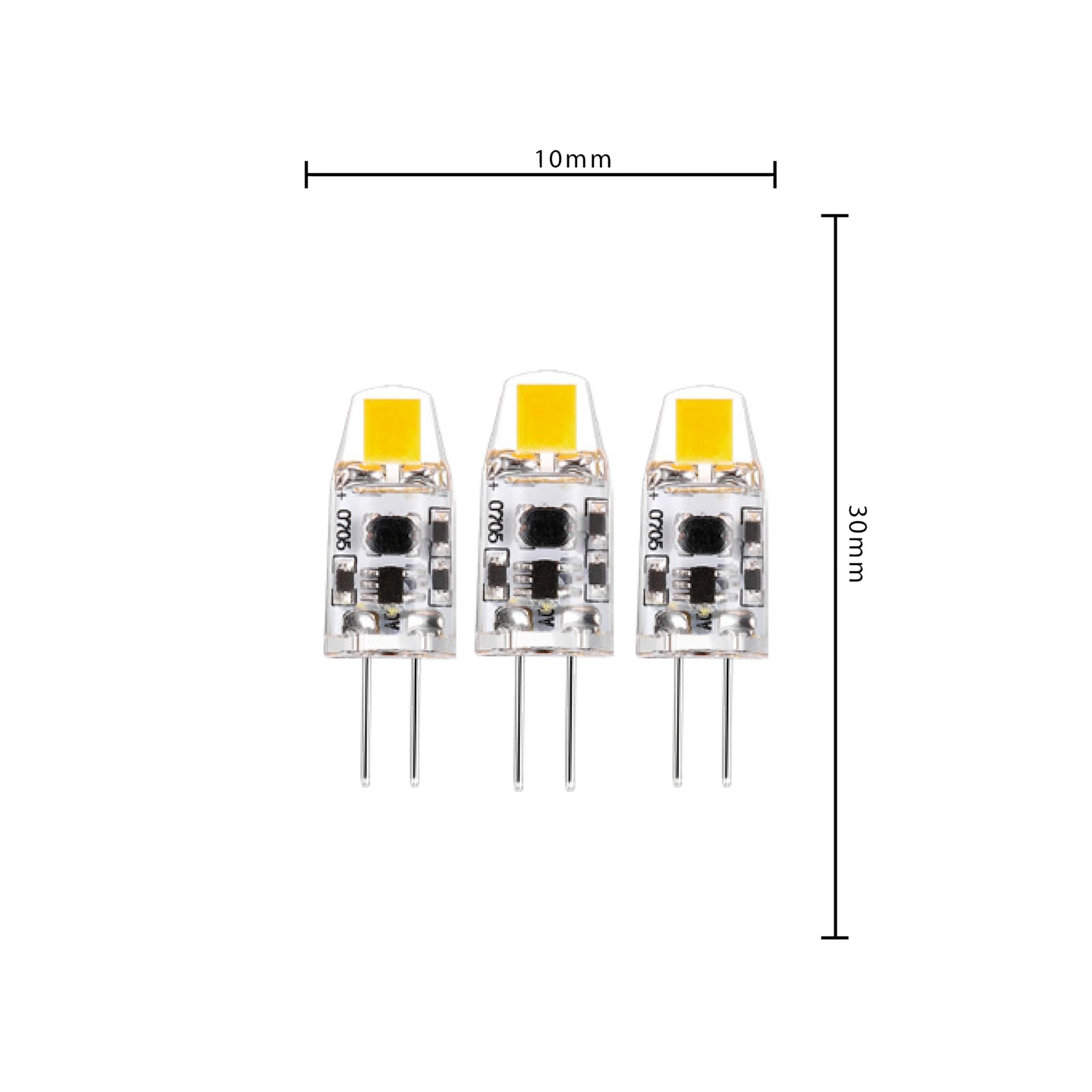 LongLife LED Steeklamp G4 - 12V - Dimbaar warm wit licht - 1W (10W) - 3 lampjes - LED.nl