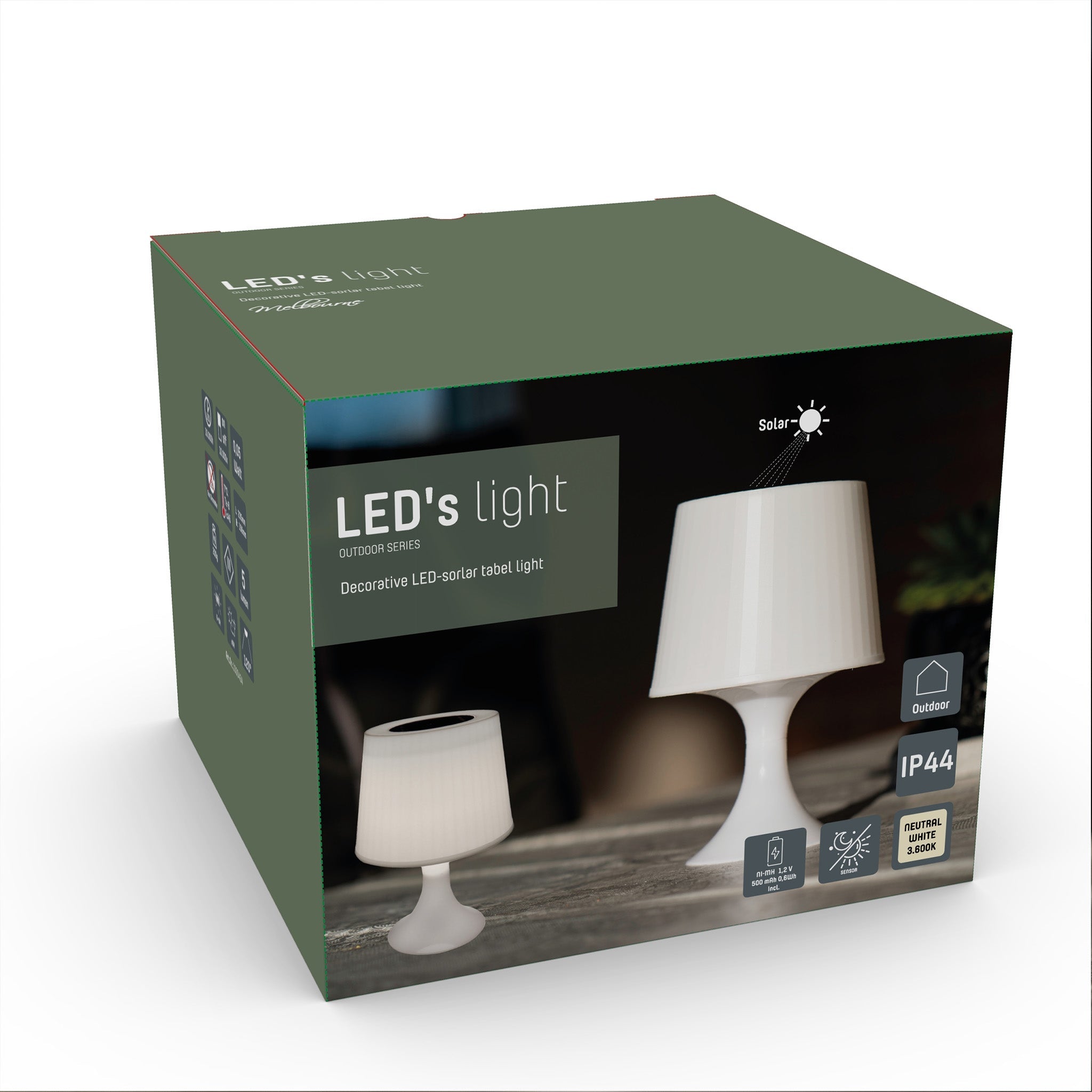 Moderne LED Tafellamp op zonne-energie - Fat White - Draadloos met sensor - 23 cm - LED.nl