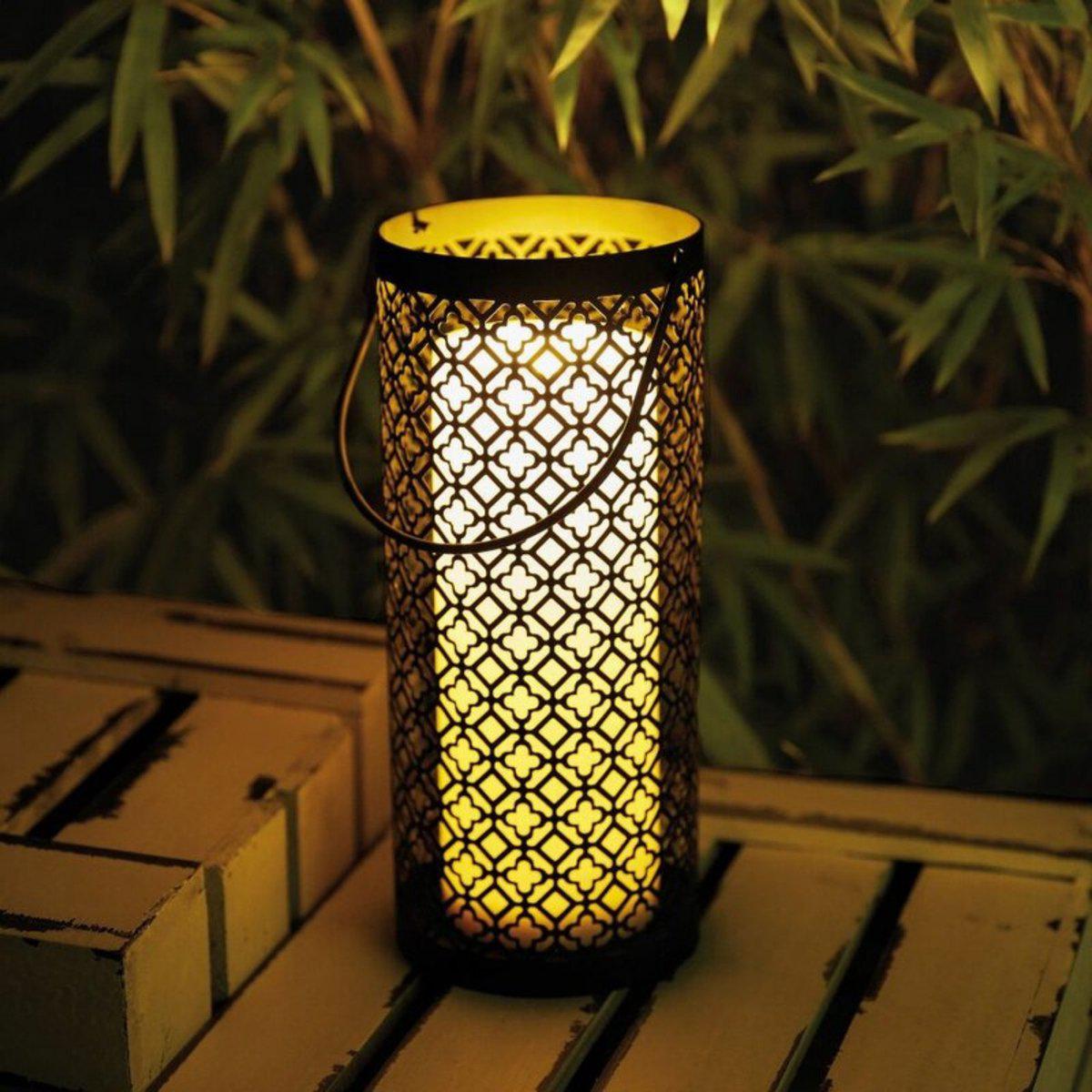 Oosterse LED tafellamp lantaarn voor binnen en buiten - Draadloos op batterijen - Zwart - LED.nl