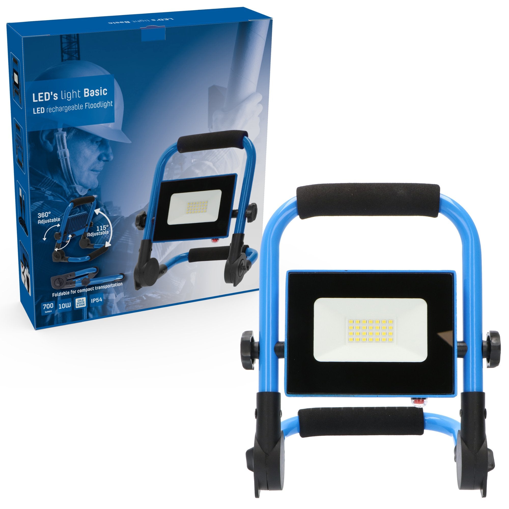 Oplaadbare LED bouwlamp – Compact en opvouwbaar – Met accu oplaadbaar – 700 lumen – IP54 - LED.nl