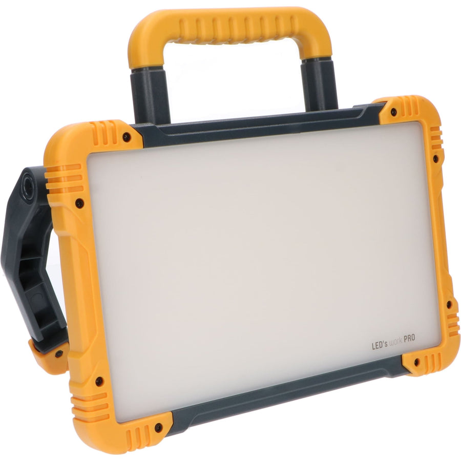 Wiederaufladbare Premium-LED-Bauleuchte 30 W – Kann sowohl mit Netzstrom als auch mit Batterie betrieben werden – In 3 Positionen dimmbar – 3000 Lumen – IP54 - LED.de