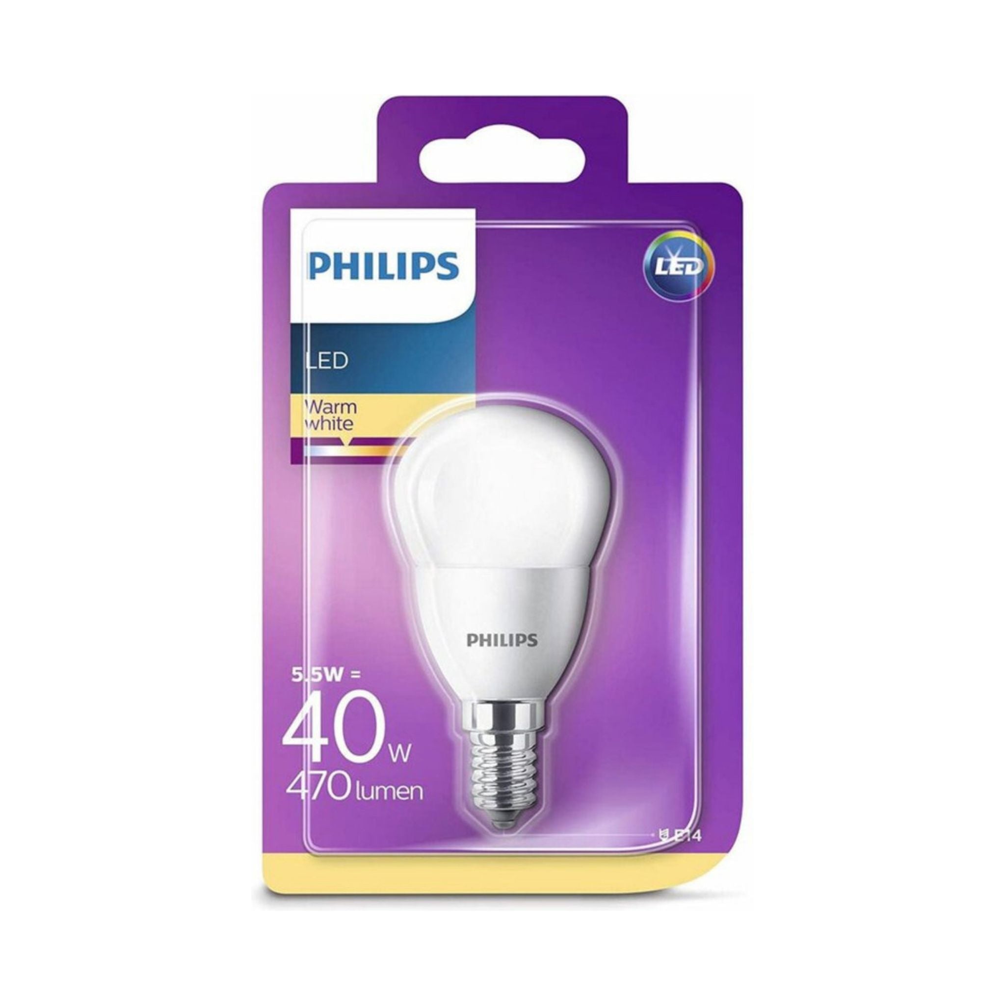 Philips E14 LED Lamp Mat - P45 Kogel - Warm wit licht - 5.5W vervangt 40W - LED.nl