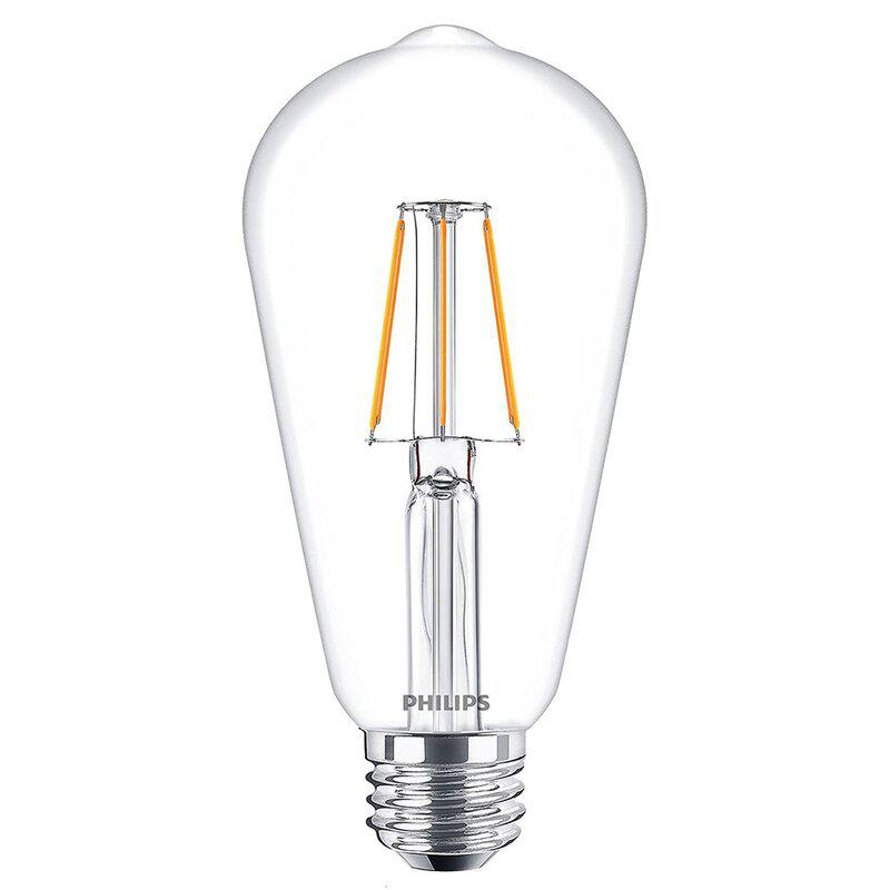Philips E27 LED Filamentlamp - Transparant - Warm wit licht - 4W vervangt 40W - LED.nl