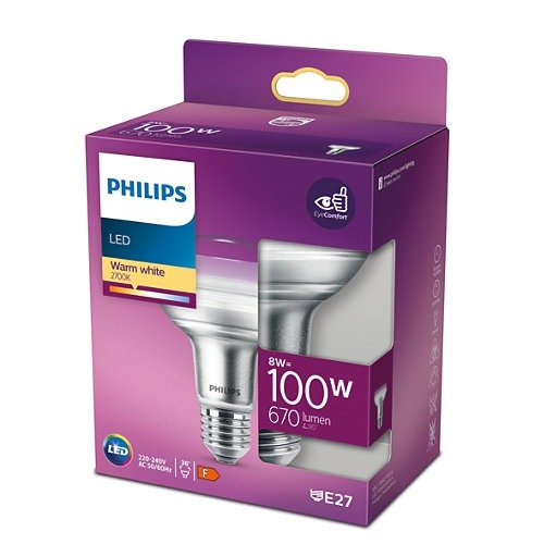 Philips E27 LED Reflectorlamp - 7W vervangt 100W - Warm wit licht - LED.nl
