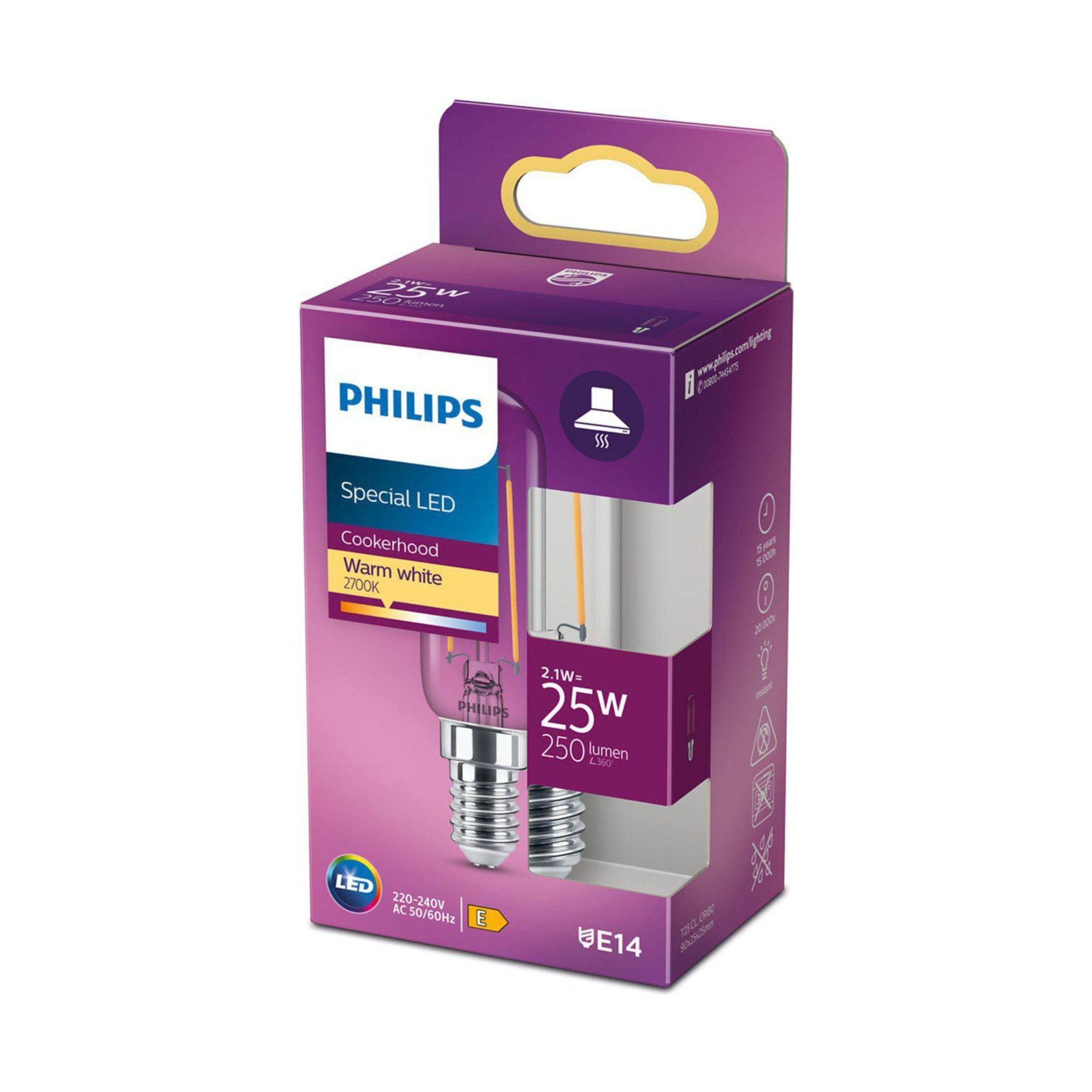 Philips LED Buislamp T25 met kleine E14 fitting - 2W vervangt 25W - Warm wit - LED.nl