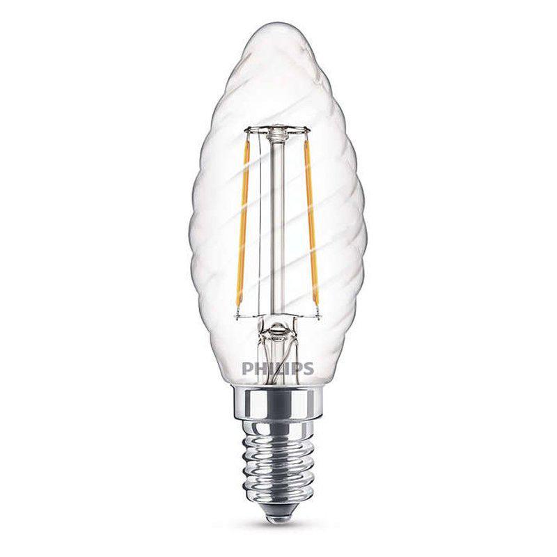 Philips LED Filament Lamp Kaars E14 - Helder - 2W vervangt 25W - Warm wit licht - LED.nl