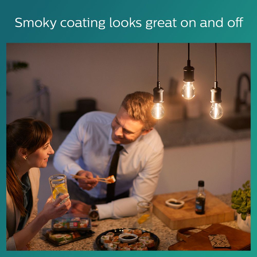 Philips LED Filamentlamp E27 met rookglas - 2.3W vervangt 11W - Warm wit licht - LED.nl