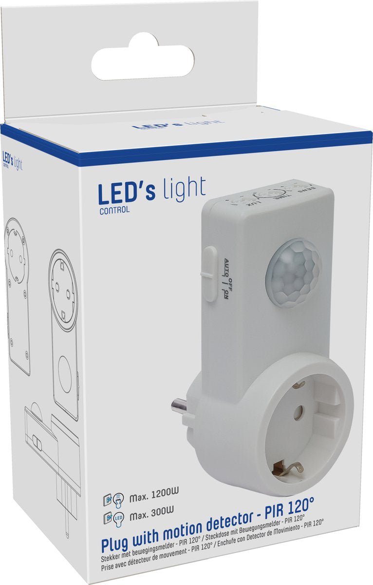 LED's Light plug-in Motion Sensor with Socket - 10 meter range - Incl. daylight sensor - LED.nl