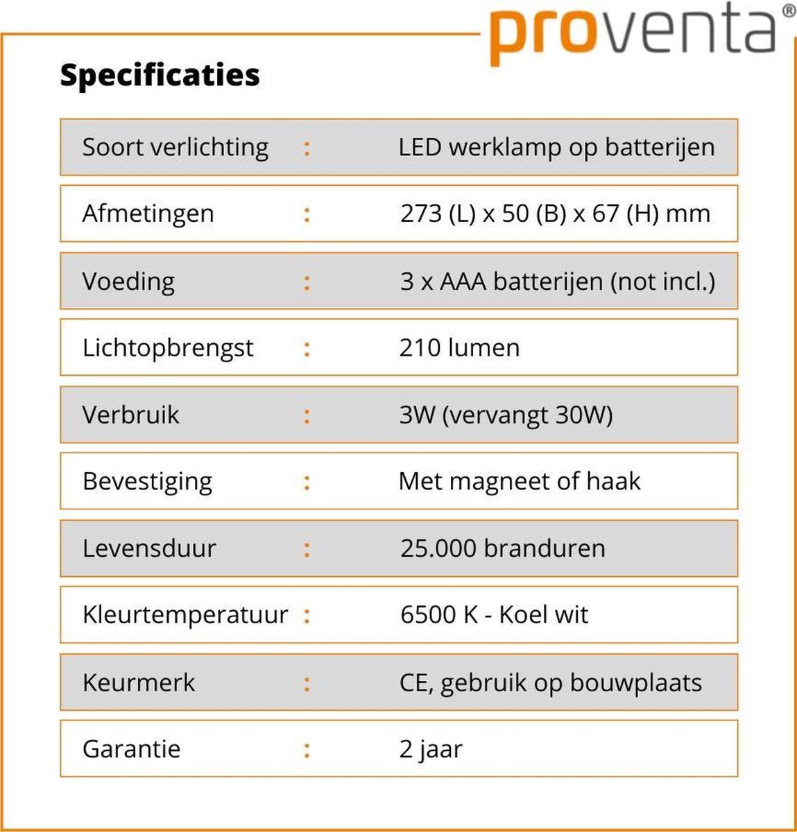 Portable LED Looplamp met magneet en haak - Draadloze werklamp op batterijen - 180 lm - LED.nl