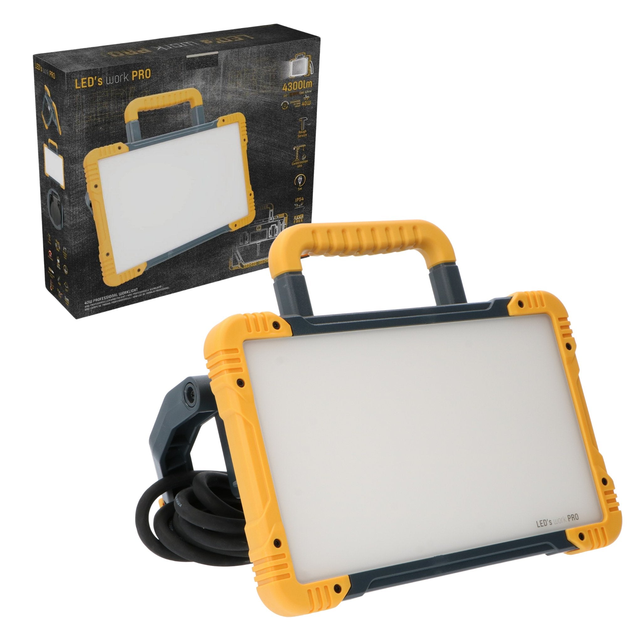 Premium LED bouwlamp 40W – 5 meter snoer – Rough Service Tested – 4300 lumen – IP54 - LED.nl