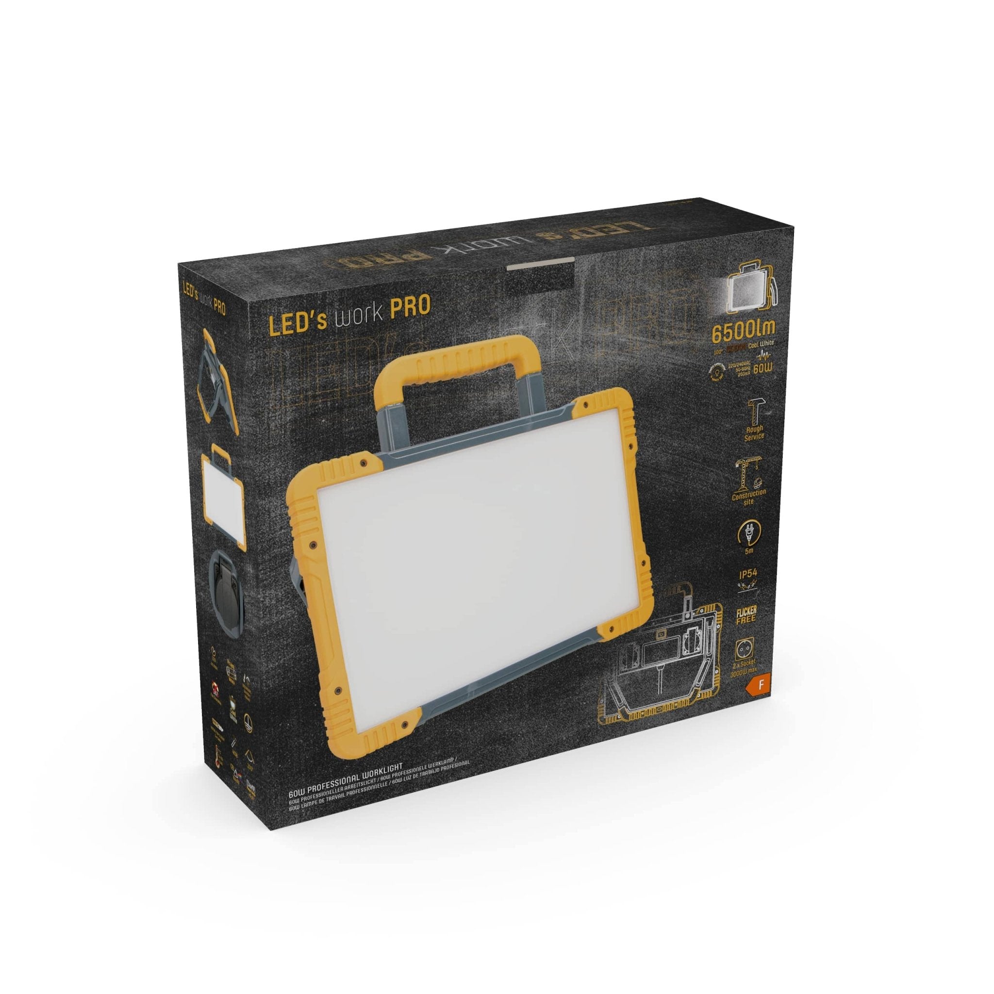 LED's Work Premium LED Werklamp 6500 - 5 meter kabel - Rough Service Tested - IP54 waterdicht - 60W Bouwlampen LED.nl