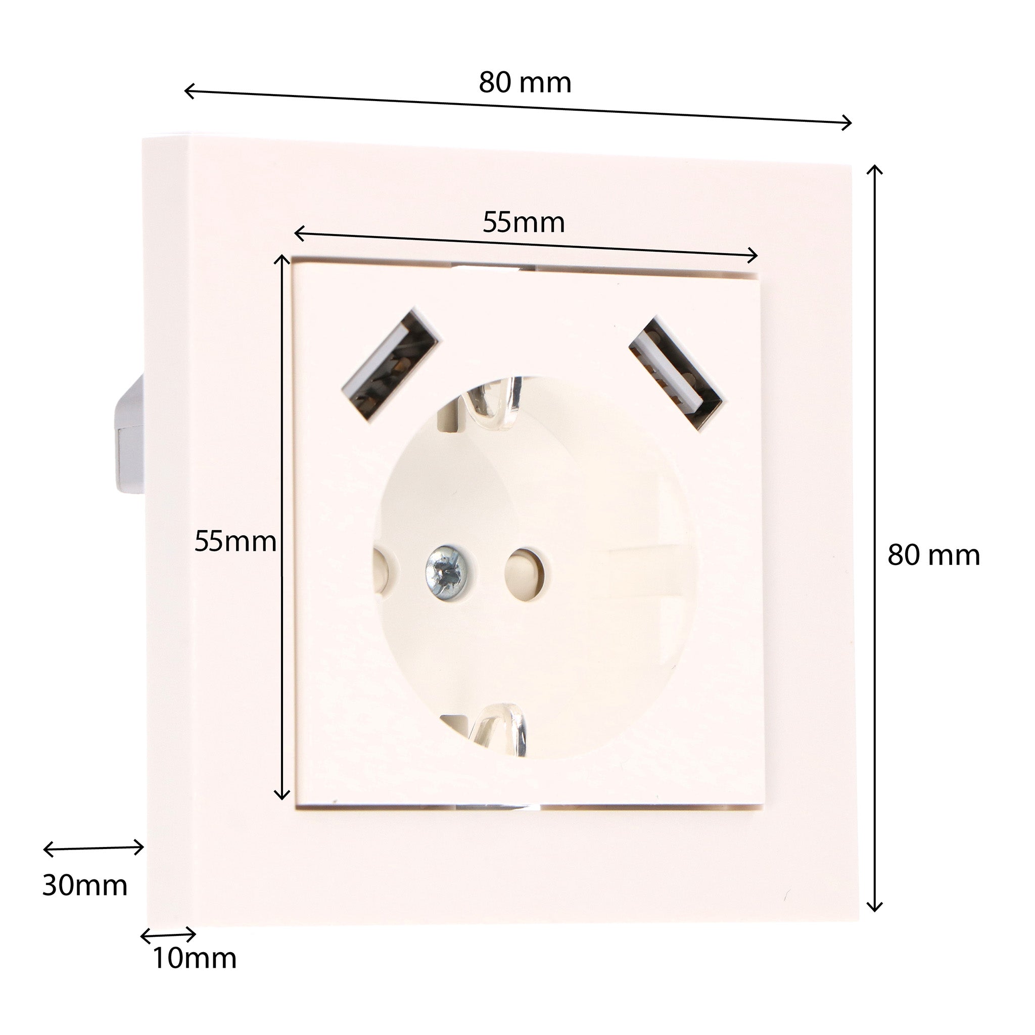 ProCharge Wandcontactdoos met 2 USB snelladers - Universeel - Wit - RAL9010 - LED.nl