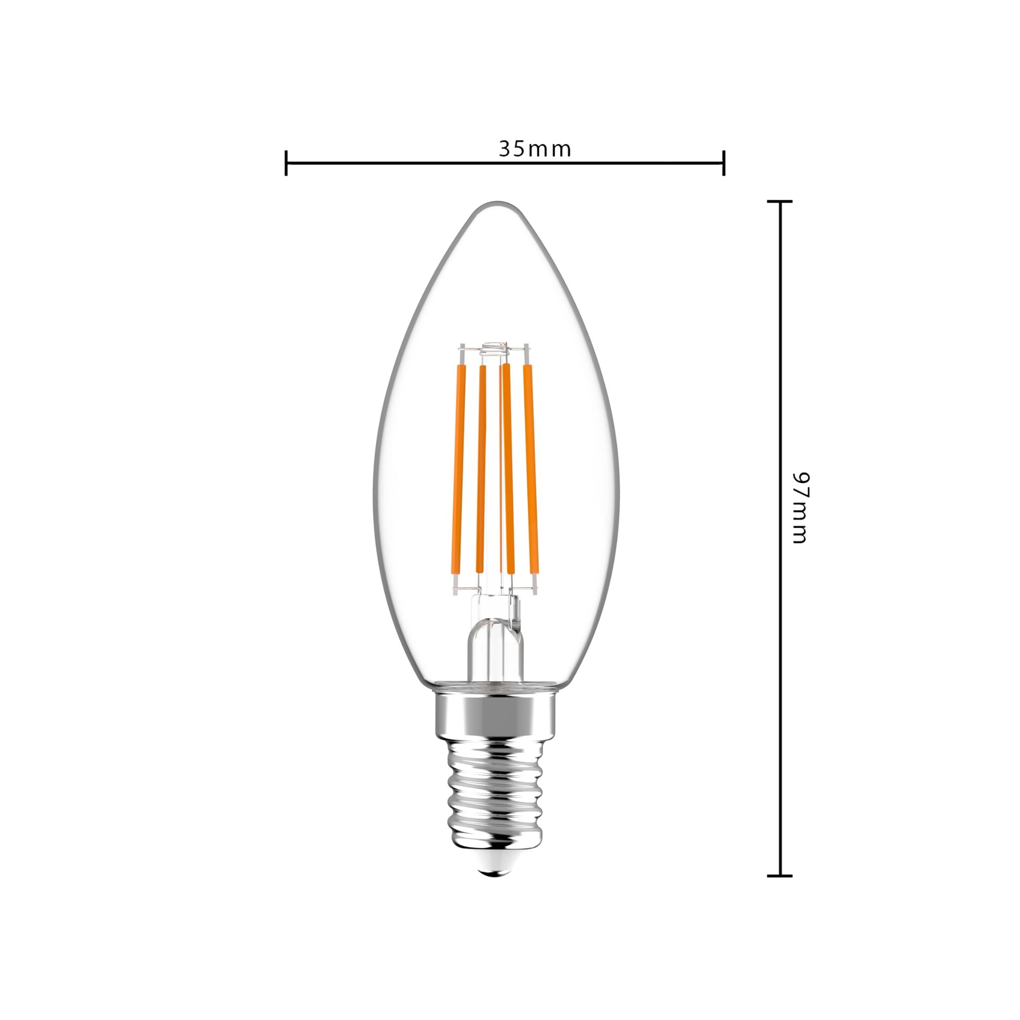 ProDim LED Filament Kaarslamp E14 - Helder - Dimbaar warm wit licht - 4.5W (40W) - LED.nl