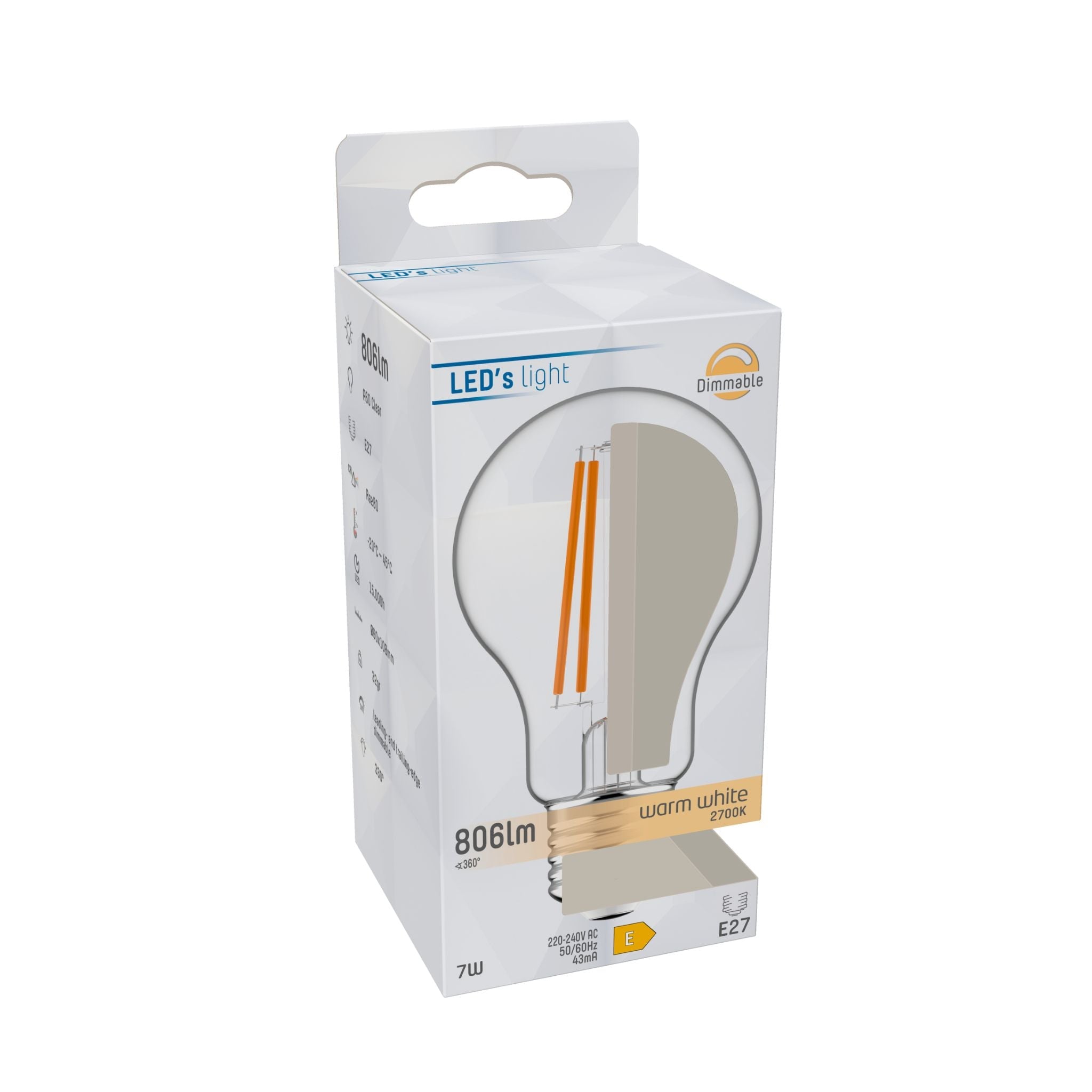 ProDim LED Filament Lamp E27 - Helder - Dimbaar warm wit licht - 7W vervangt 60W - LED.nl