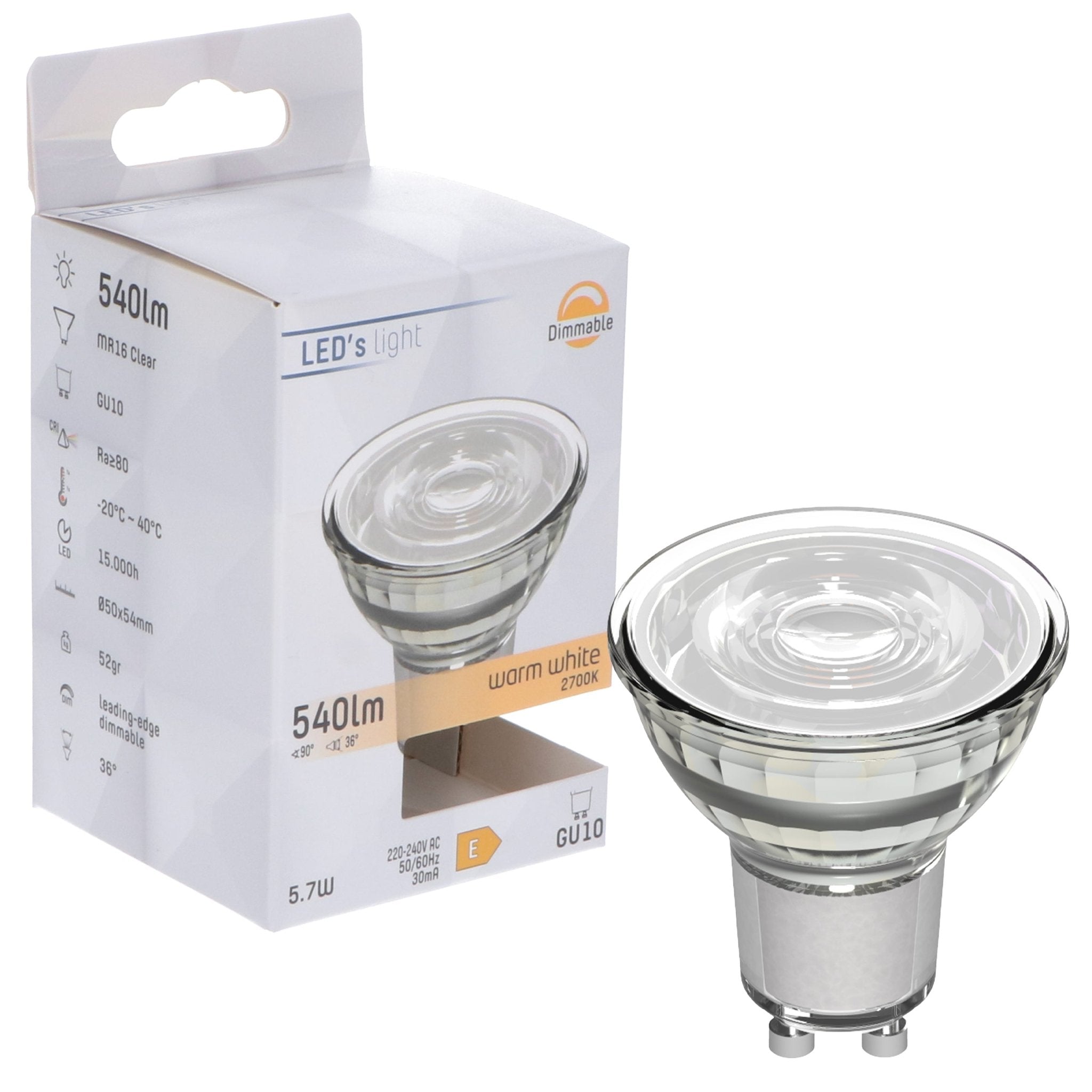 ProDim LED Spot met GU10 fitting - Dimbaar warm wit licht - 5W vervangt 75W - LED.nl