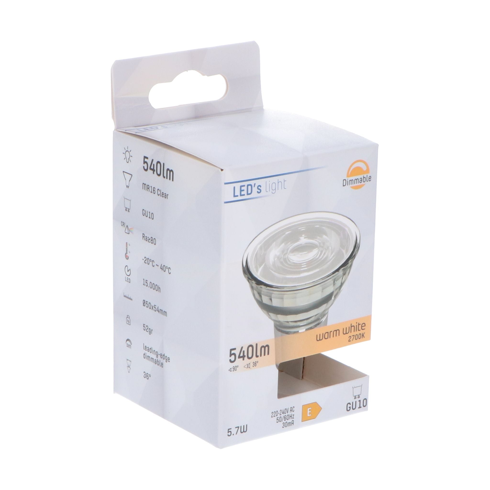 ProDim LED Spot met GU10 fitting - Dimbaar warm wit licht - 5W vervangt 75W - LED.nl