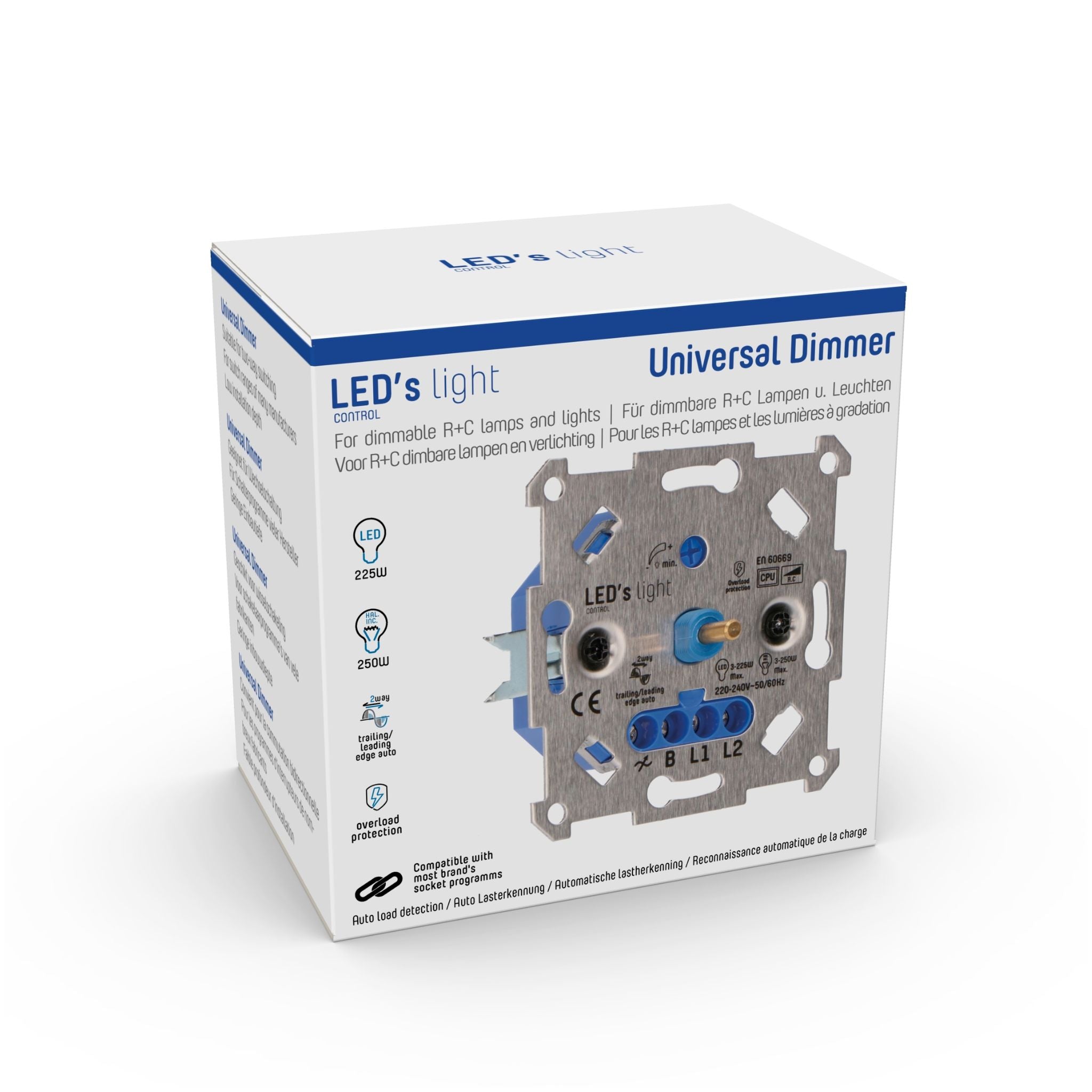 Professional Dimmer voor alle dimbare (LED) lampen - Fase afsnijding aansnijding - 3 tot 250W - LED.nl