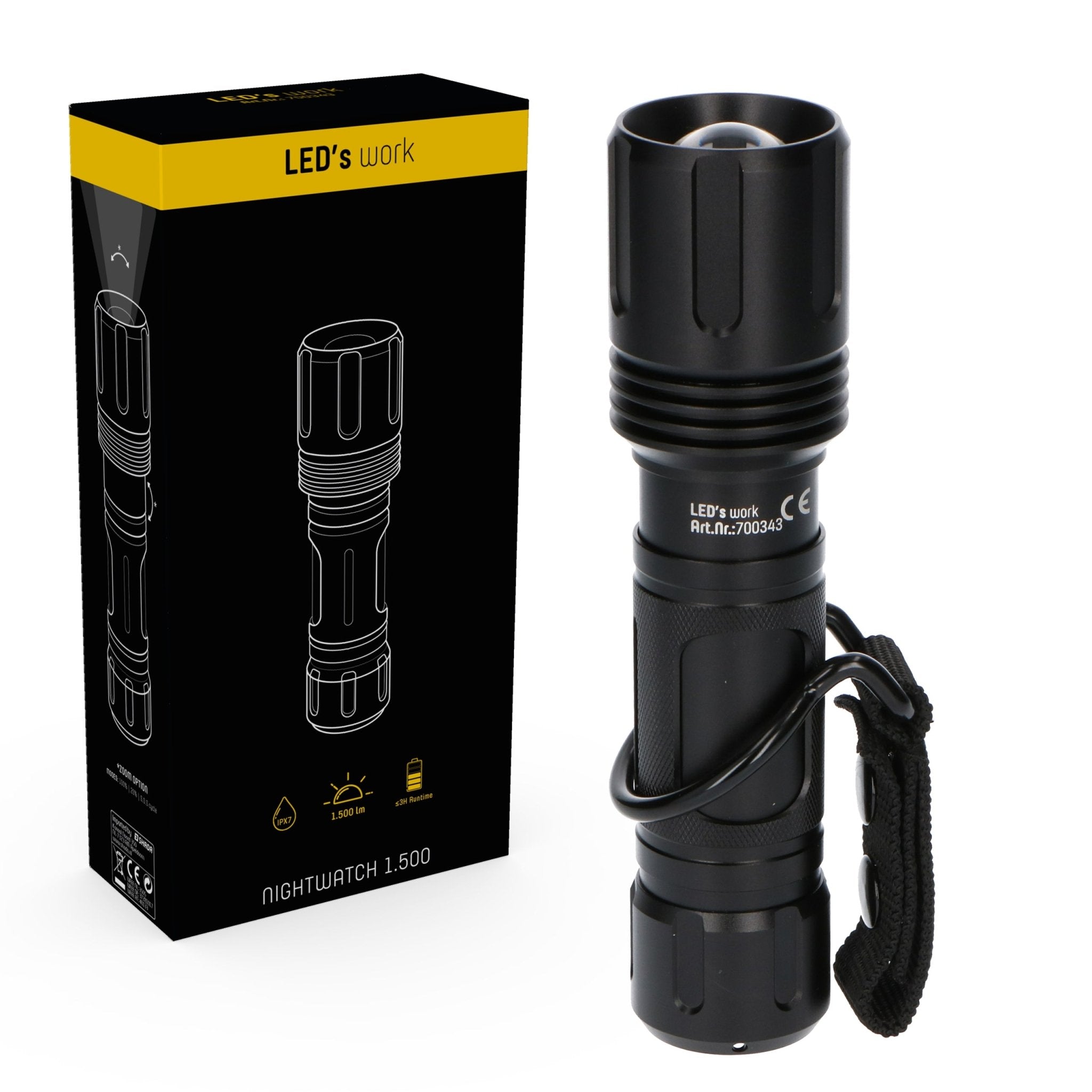 Professional LED Zaklamp op accu met zoomfunctie - Oplaadbaar - 1500 lm - Waterdicht - Dimbaar - LED.nl