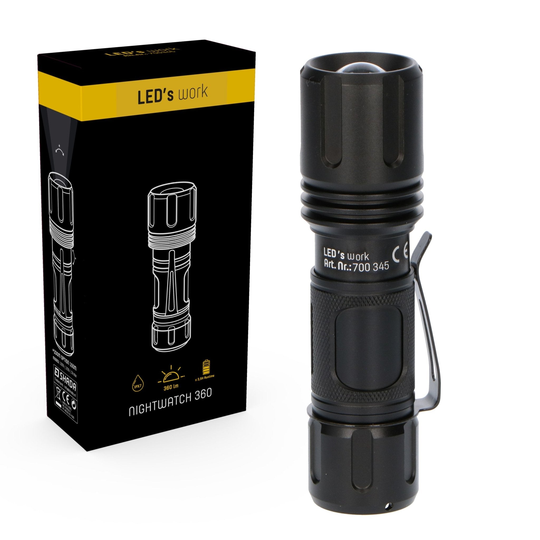 Professional LED Zaklamp op accu met zoomfunctie - Oplaadbaar - 360 lm - Waterdicht - Dimbaar - LED.nl