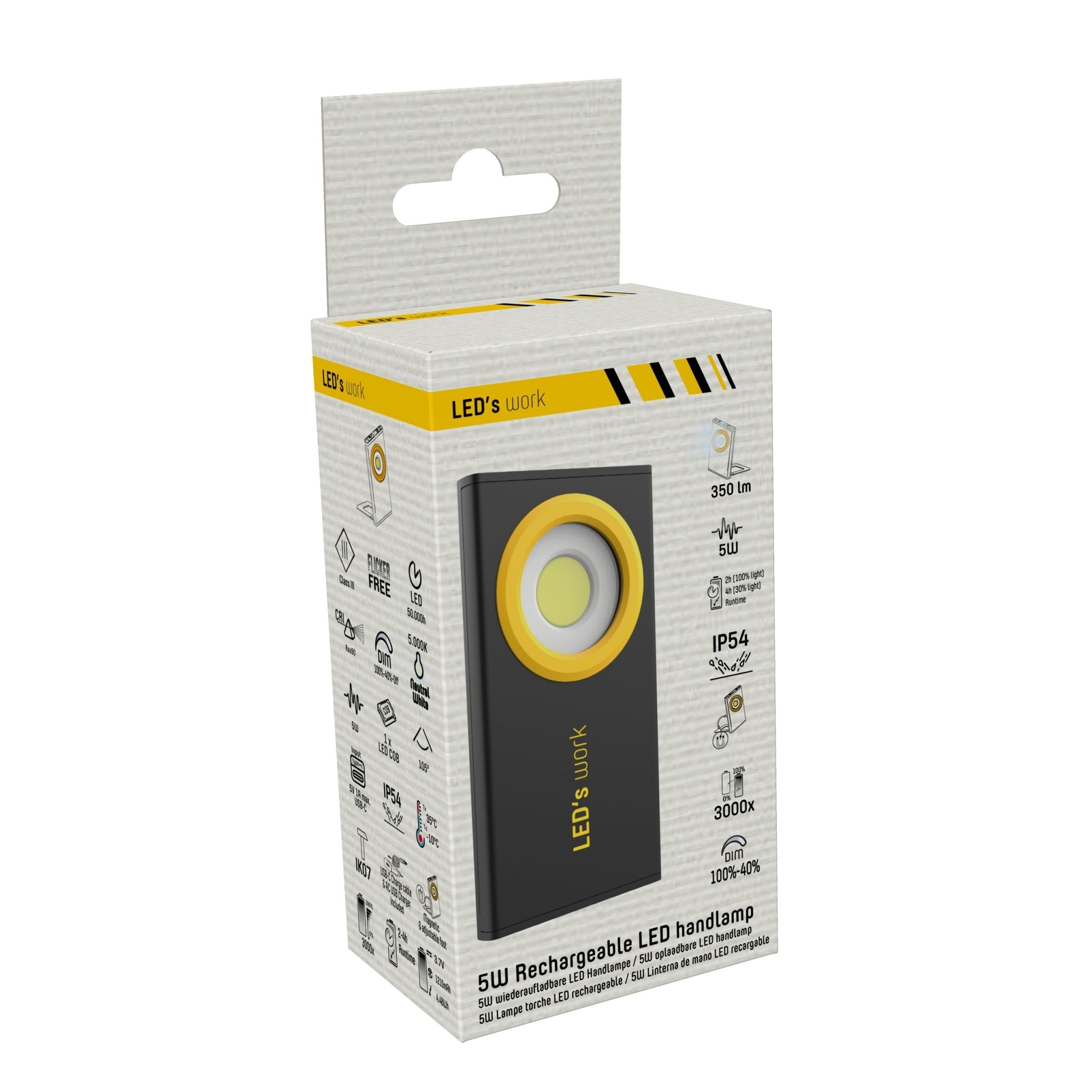 Professional Slim LED Werklamp met accu - Draadloos & Oplaadbaar - 2 lichtpunten - LED.nl