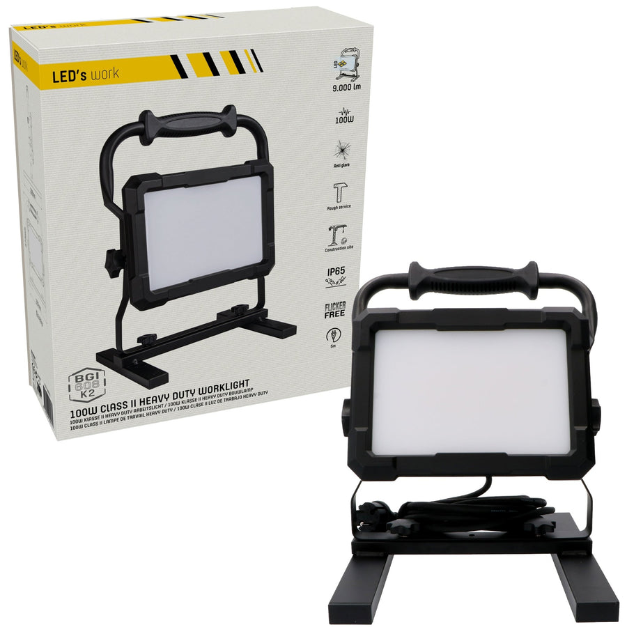 Professionele LED bouwlamp 100W – Rough Service Tested – 5 meter snoer – 9000 lumen – IP65 Bouwlampen LED.nl