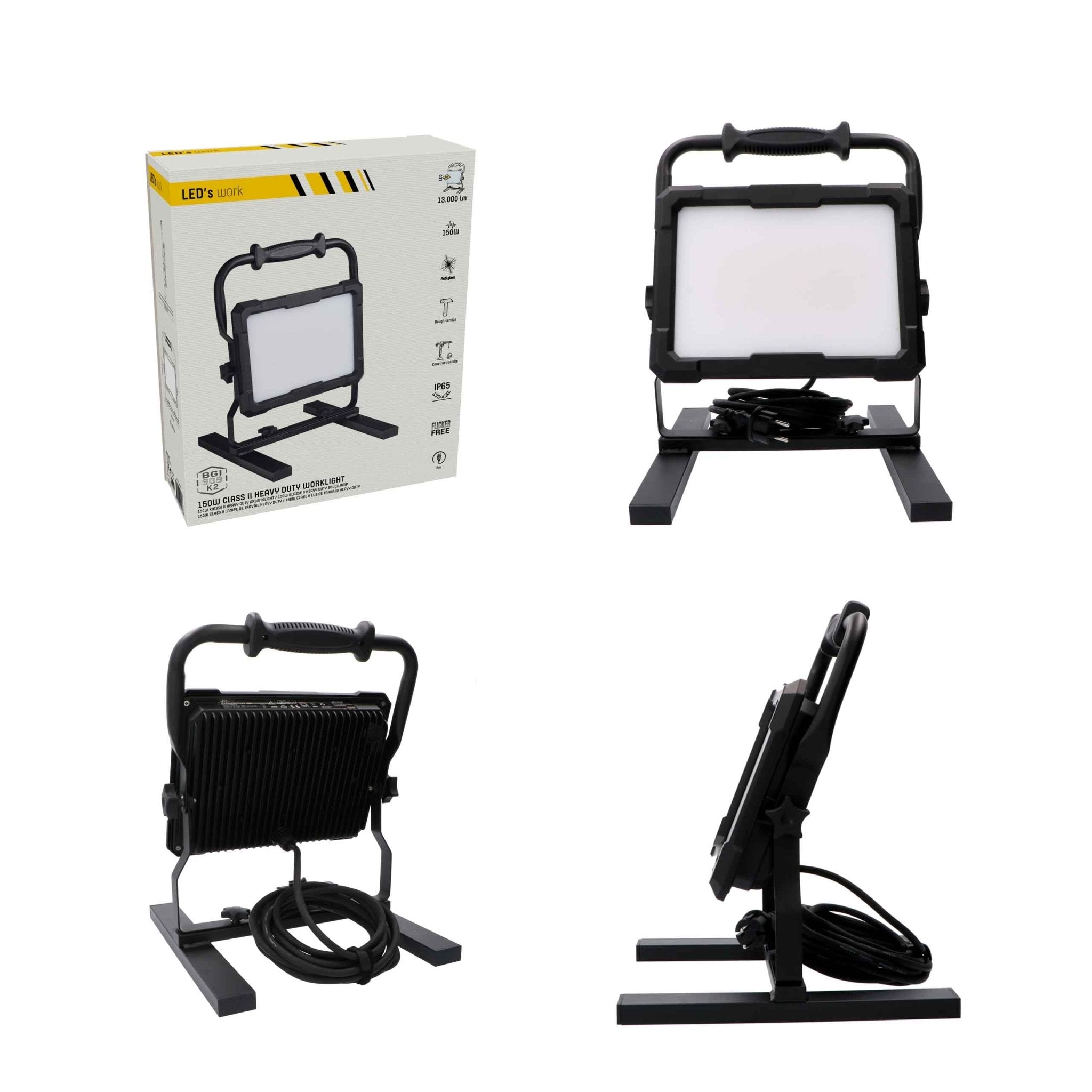 Professionele LED bouwlamp 150W – Rough Service Tested – 5 meter snoer – 13000 lumen – IP65 - LED.nl