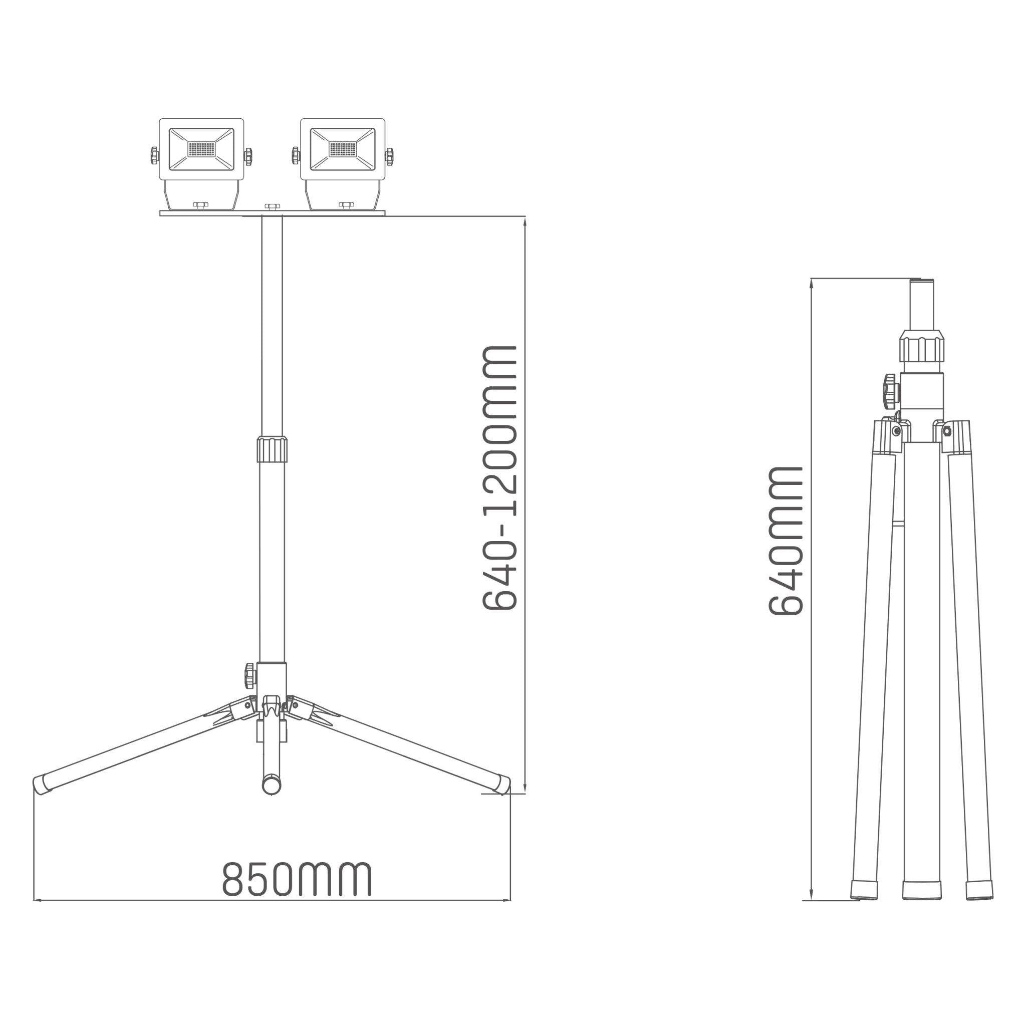 ProWork DUO Tripod LED werklampen op statief - In hoogte verstelbaar - 4250 lm - LED.nl