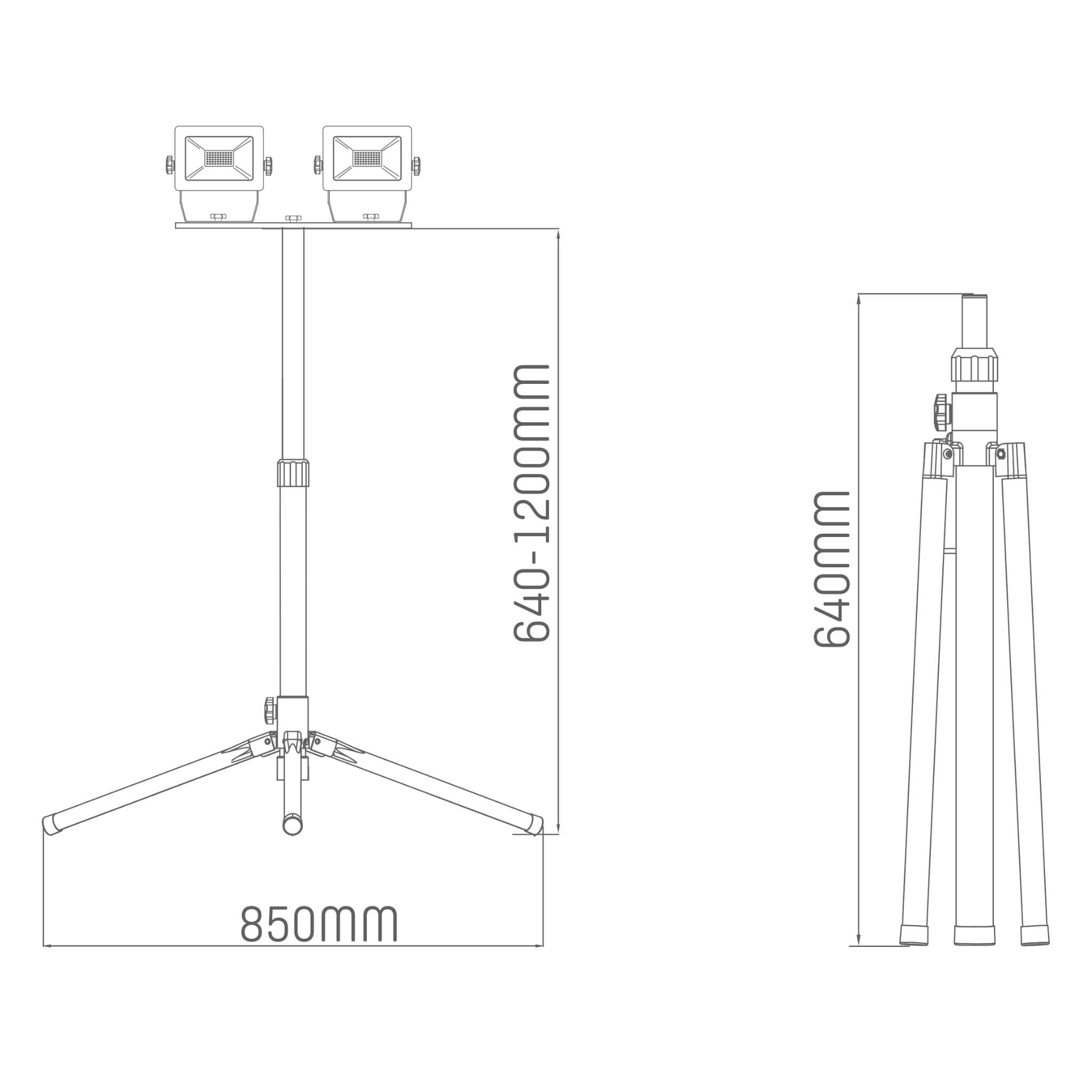 ProWork DUO Tripod LED werklampen op statief - In hoogte verstelbaar - 6370 lm - LED.nl