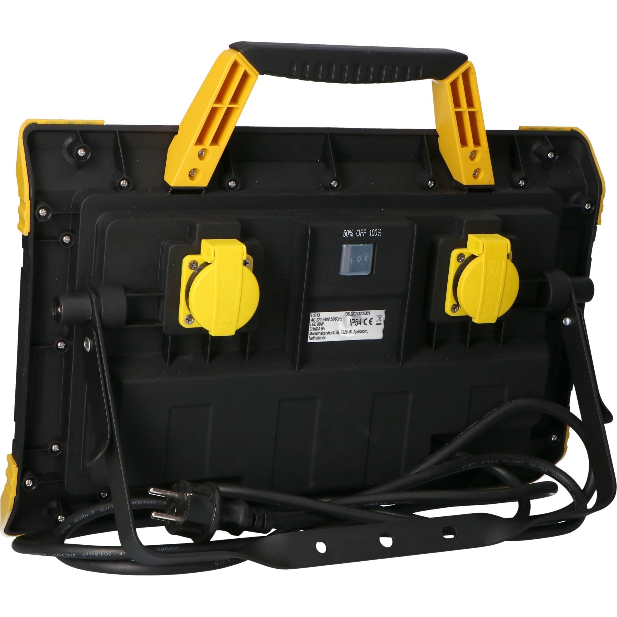 ProWork LED Bouwlamp met  2 extra stopcontacten -  5 meter snoer - IP54 - 9200 lm - LED.nl