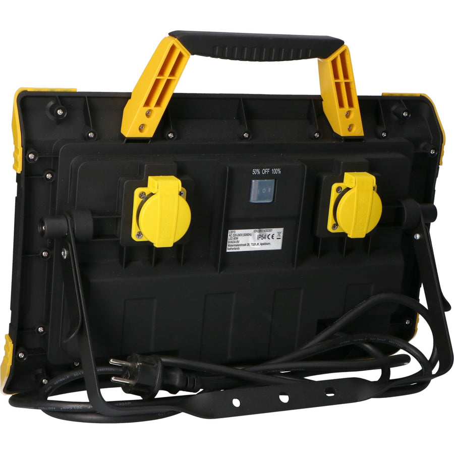 LED's Work Bouwlamp 9200 - 2 extra stopcontacten - 5 meter snoer - IP54 water- en stofbestendig Bouwlampen Led.nl