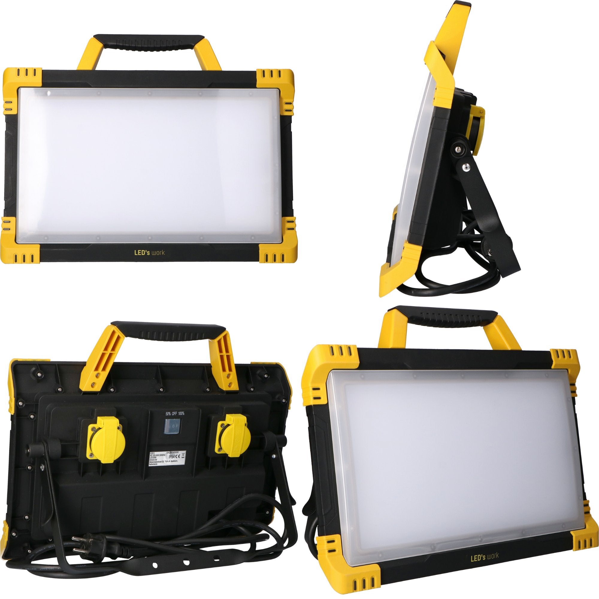 ProWork LED Bouwlamp met  2 extra stopcontacten -  5 meter snoer - IP54 - 9200 lm - LED.nl