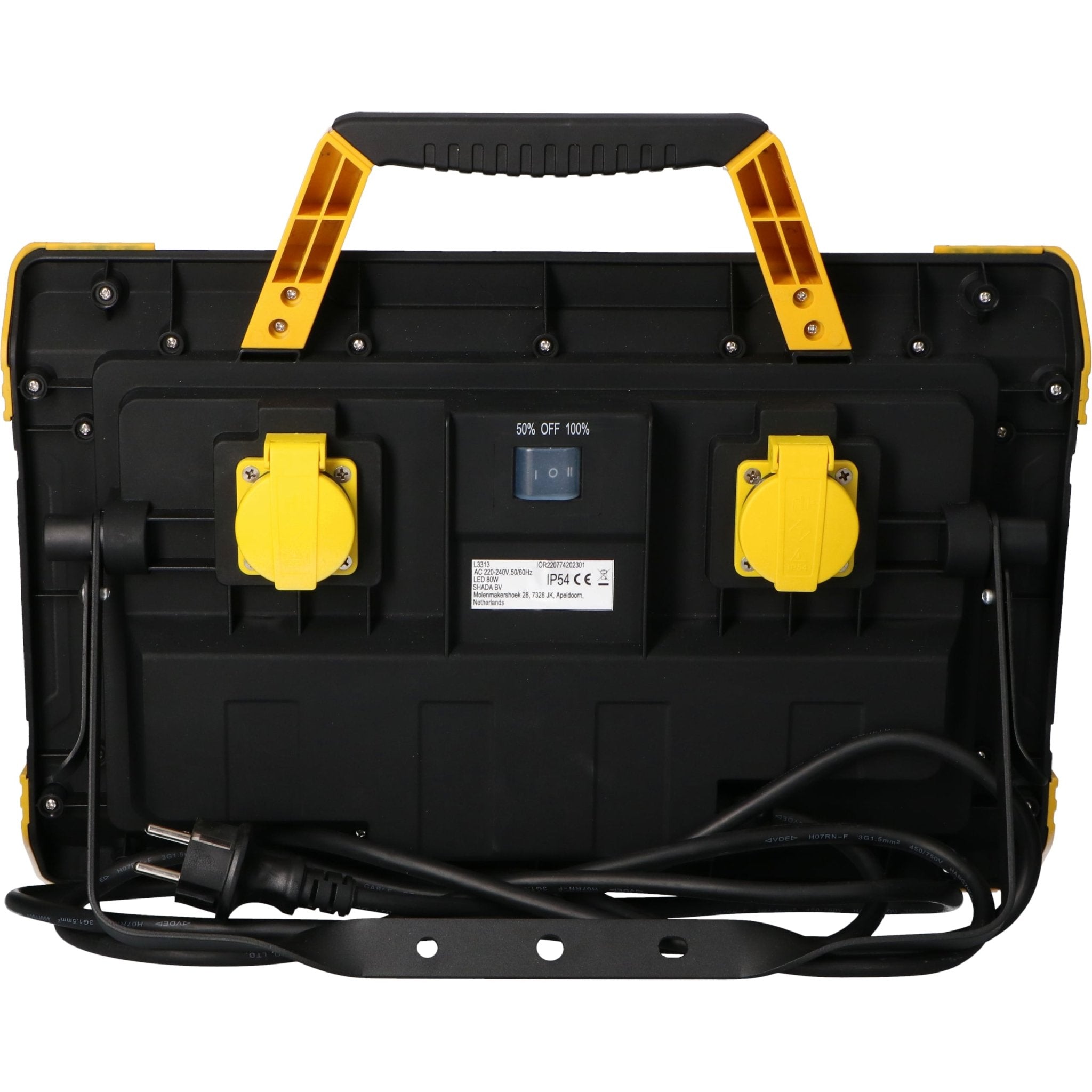 ProWork LED Bouwlamp met  2 extra stopcontacten -  5 meter snoer - IP54 - 9200 lm - LED.nl