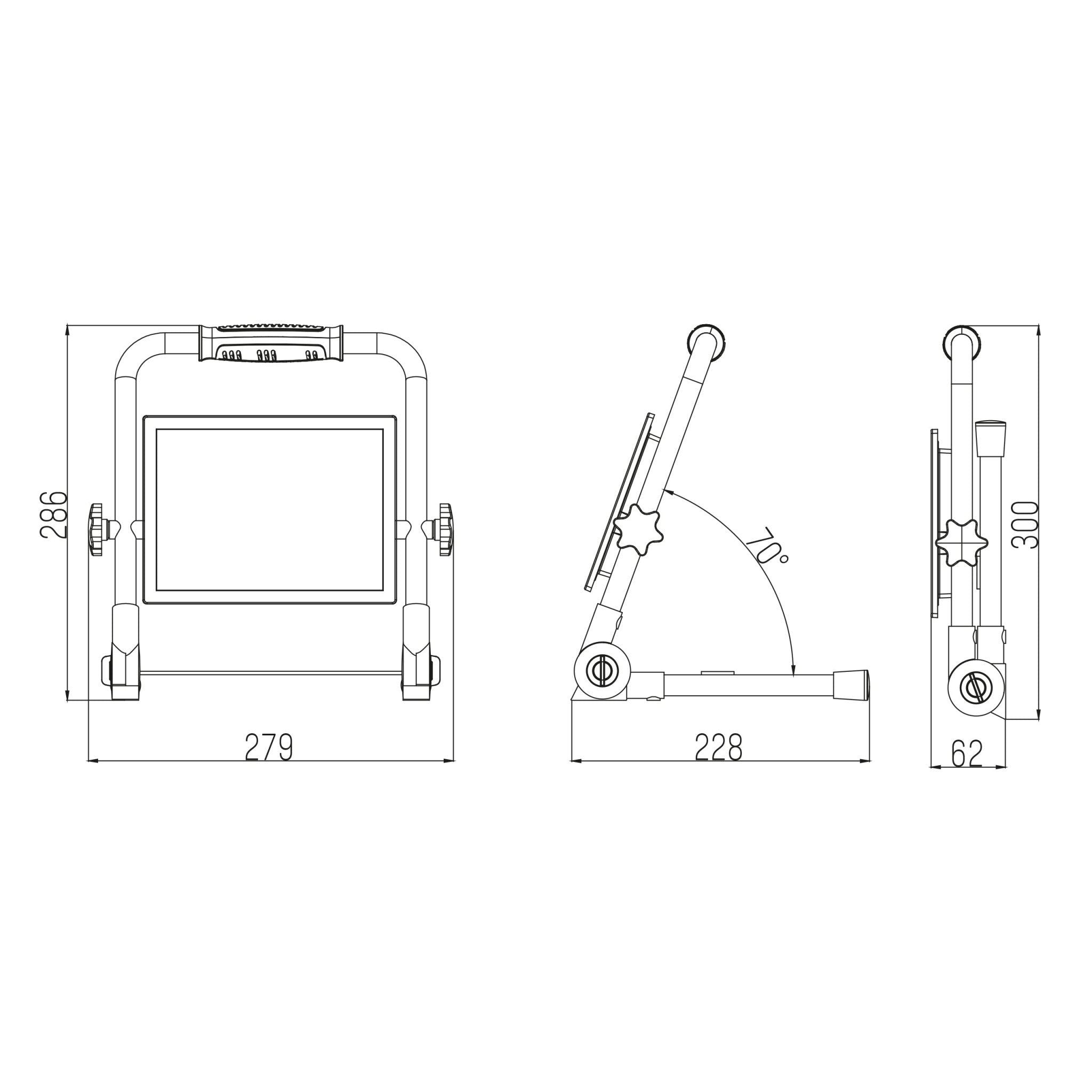 ProWork LED Bouwlamp met 3 meter snoer  - Inklapbaar & Draaibaar - 4250 lm - LED.nl
