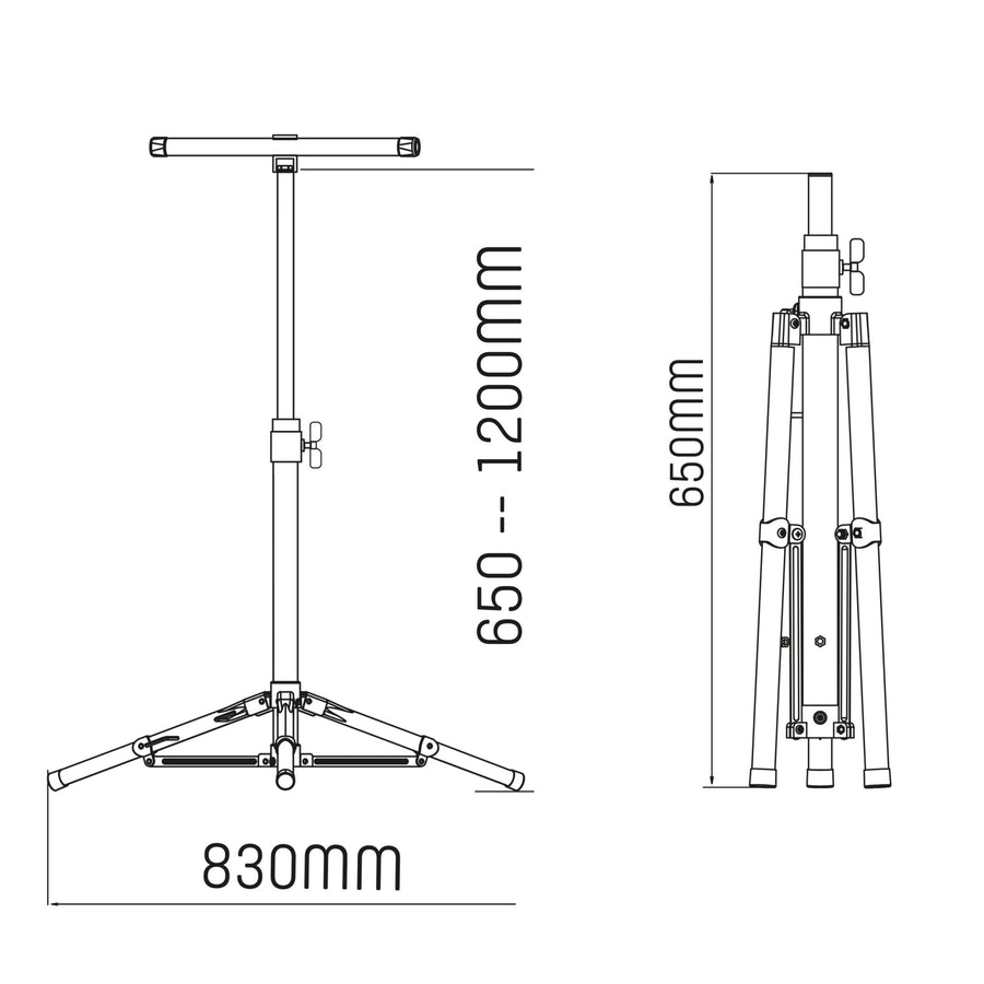 LED's Work Bouwlamp op Statief 1500 - In hoogte verstelbaar tot 120 cm en draaibaar - Lichtgewicht - 20W Bouwlampen Led.nl