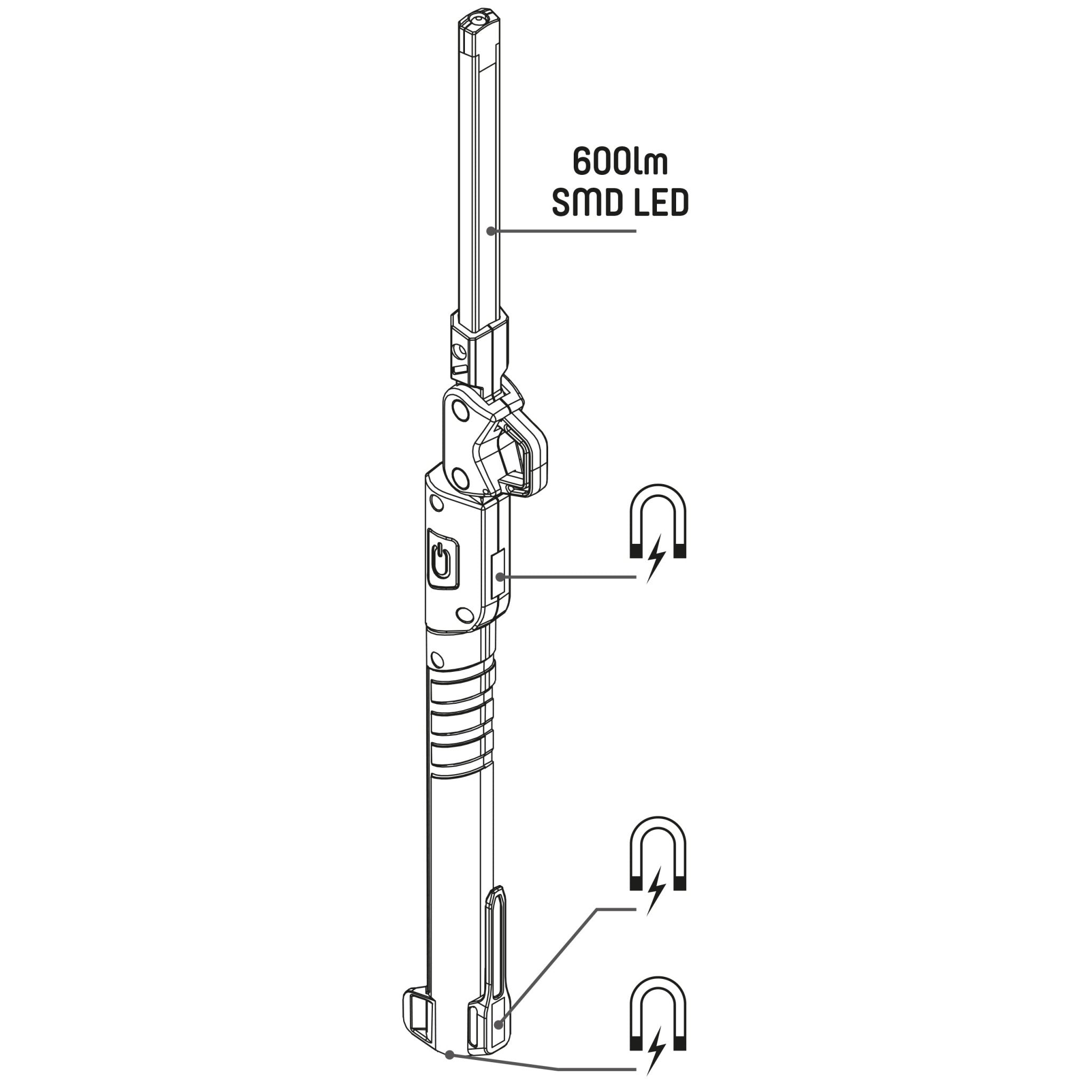 ProWork LED Inspectielamp oplaadbaar - Inklapbaar & Draadloos - Met magneet en haak - 500 lm - LED.nl