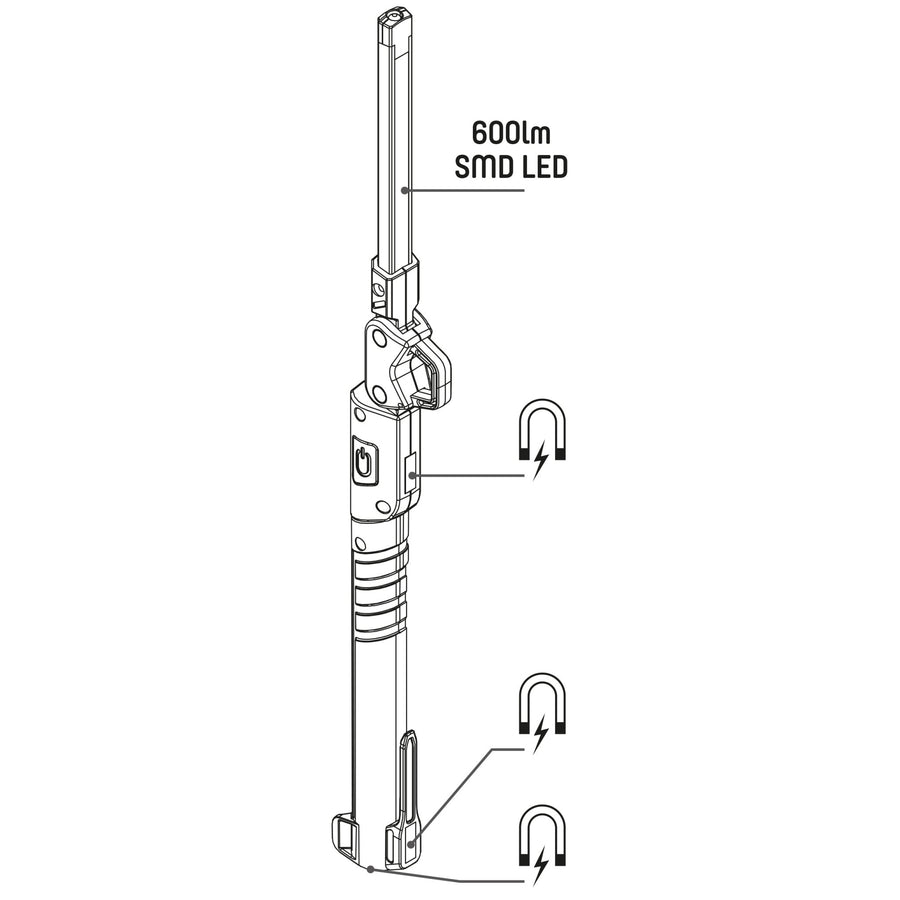 LED's Work Rechargeable Handlamp 500 - Inspection Lamp - Foldable &amp; Cordless - With Magnet and Hook - LED.nl