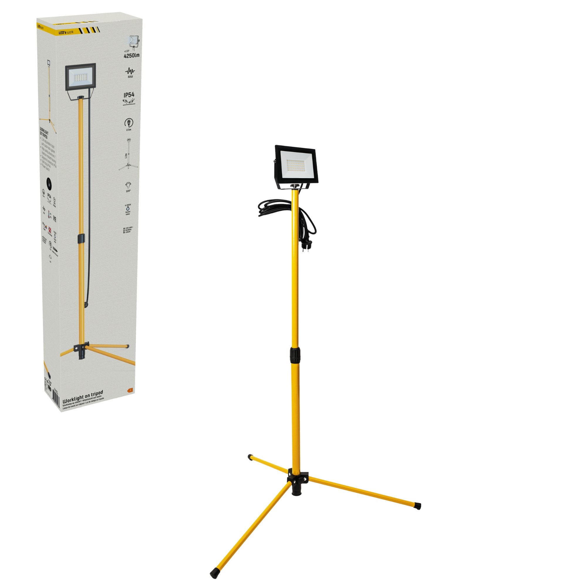 ProWork Tripod LED Bouwlamp op statief - In hoogte verstelbaar - 4250 lm - LED.nl
