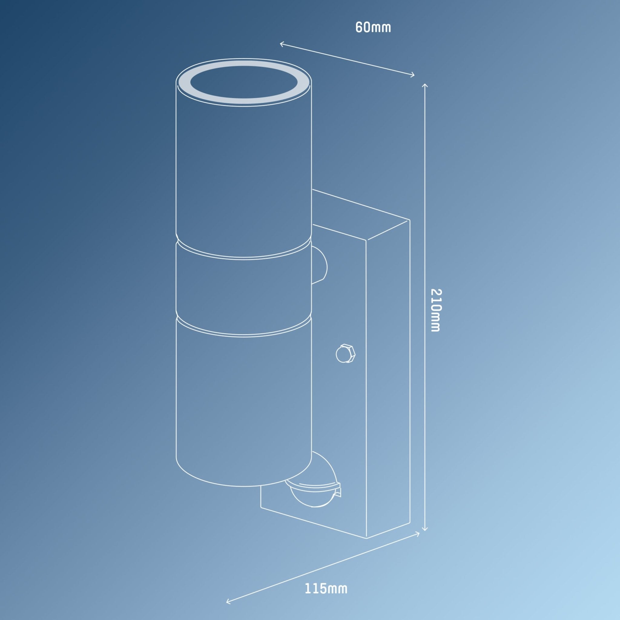 RVS LED Buitenlamp met bewegingssensor - 2 lichts up & down - IP44 - Zilver - LED.nl