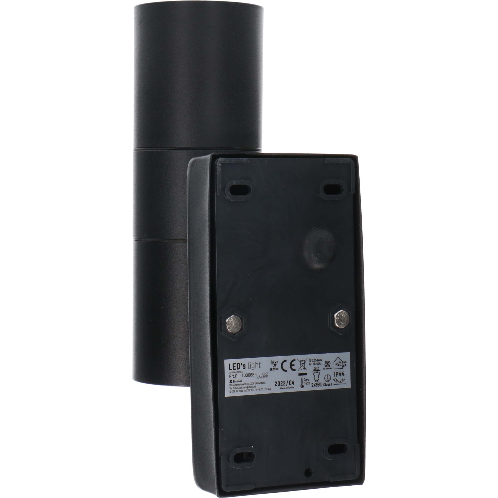 RVS LED Buitenlamp met bewegingssensor - 2 lichts up & down - IP44 - Zwart - LED.nl