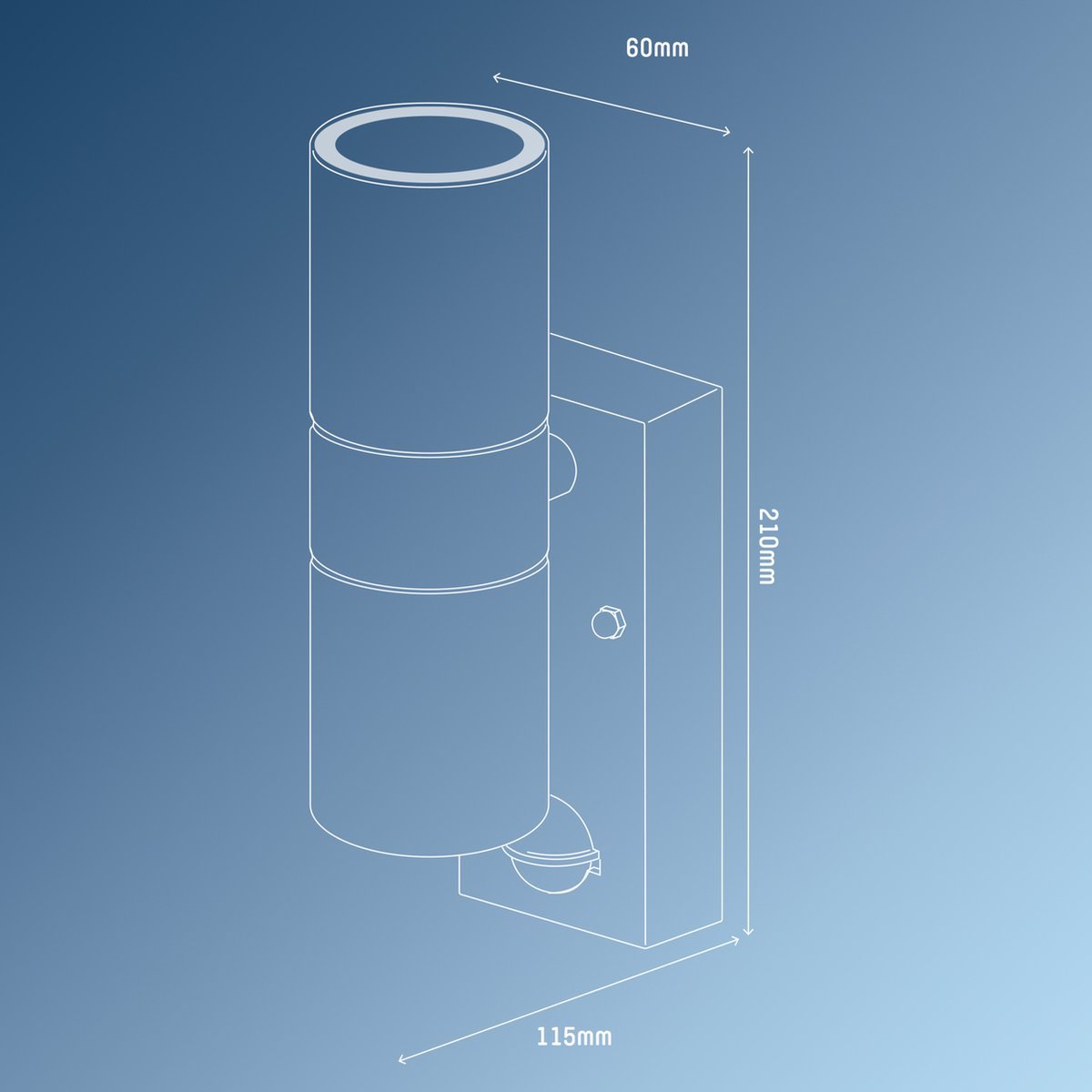RVS LED Buitenlamp met bewegingssensor - 2 lichts up & down - IP44 - Zwart - LED.nl