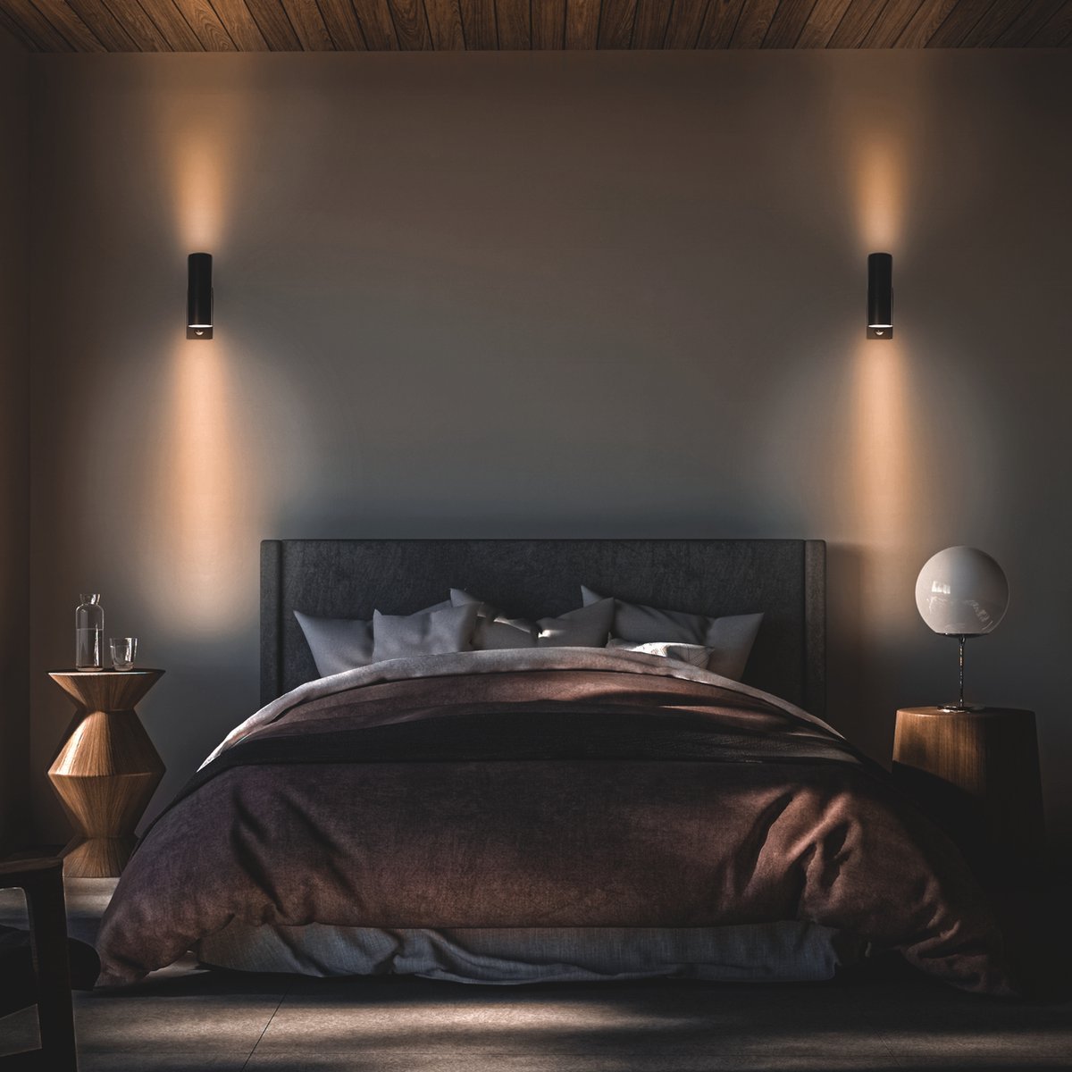 RVS LED Buitenlamp met bewegingssensor - 2 lichts up & down - IP44 - Zwart - LED.nl