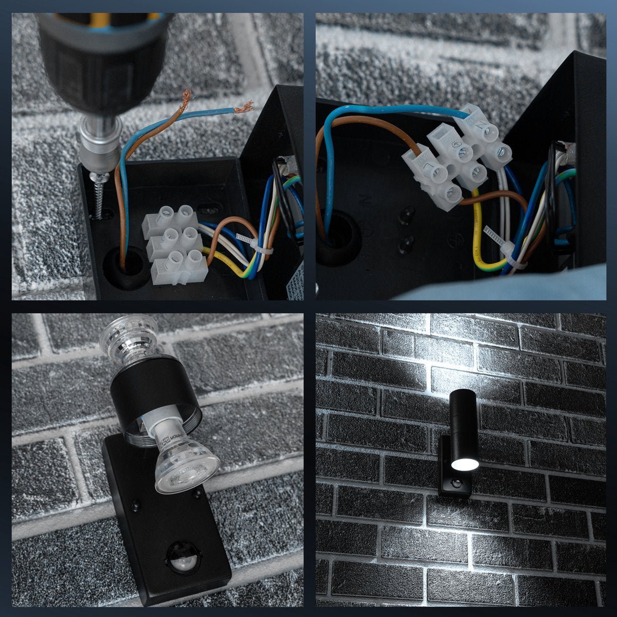 RVS LED Buitenlamp met bewegingssensor - 2 lichts up & down - IP44 - Zwart - LED.nl