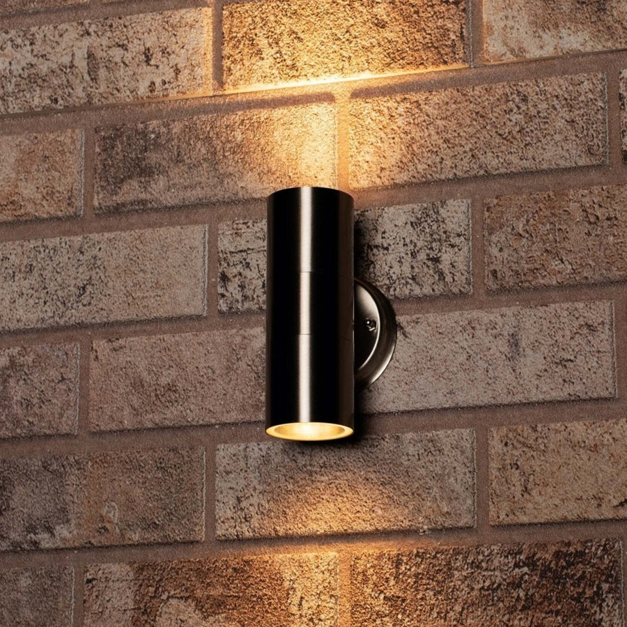 LED's Light RVS LED Muurlamp Buiten - Spot met 2 x GU10 fitting - Model Catania - IP44 - Zilver Spotjes LED.nl