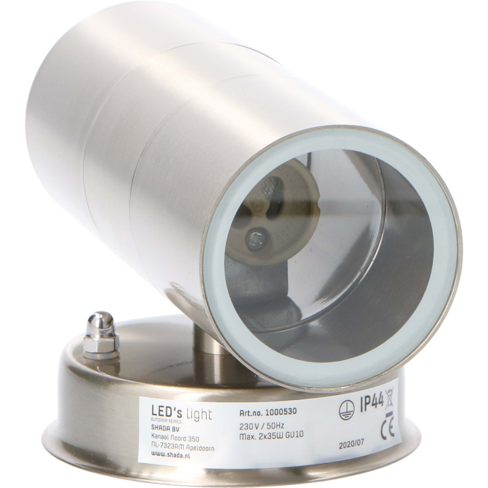 RVS LED Muurlamp buiten - Spot met 2 x GU10 fitting - Monza - IP44 - Zilver - LED.nl